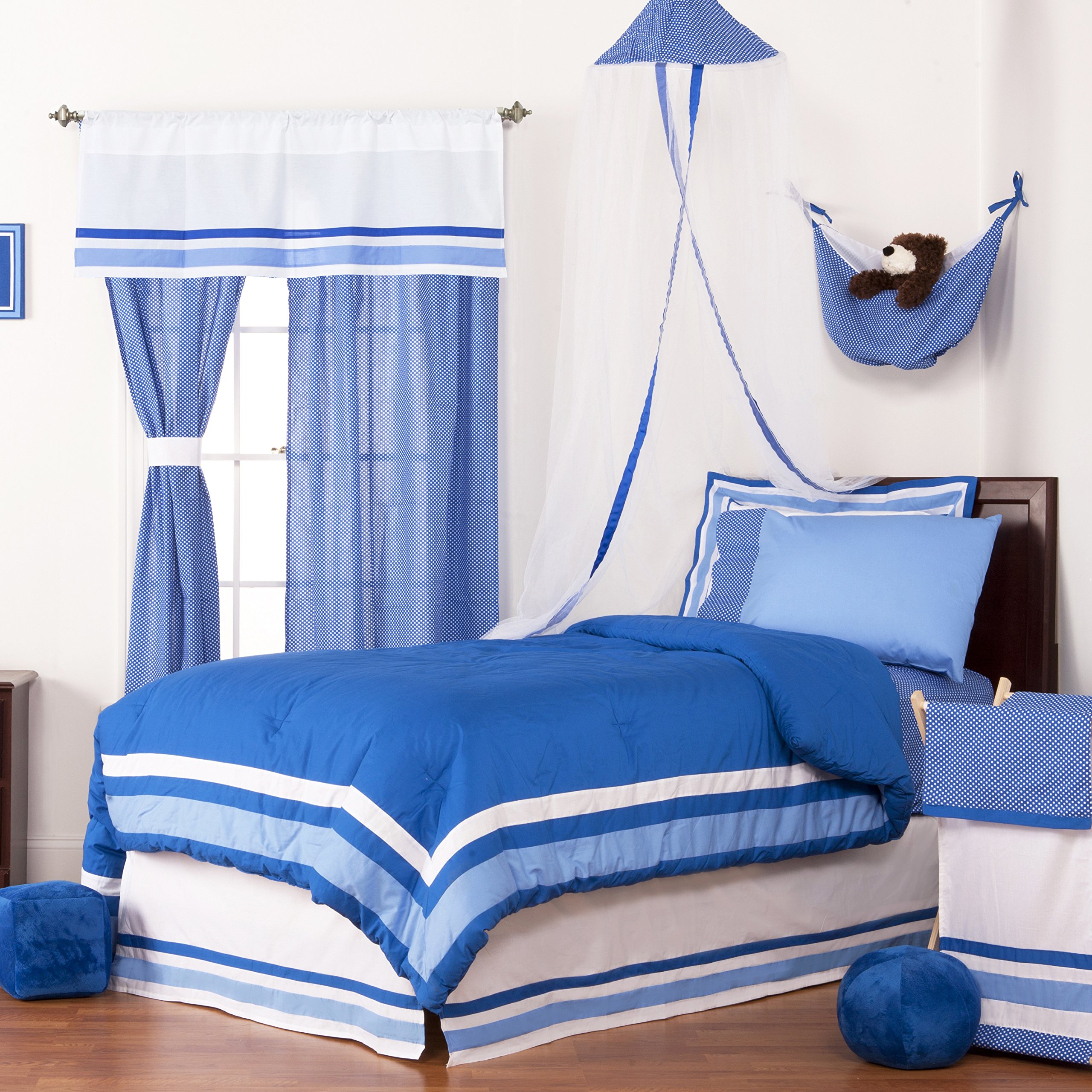 Simplicity Blue Mesh Canopy - Breathable & Stylish Blue and White Design for Outdoor Patio, Garden, or Poolside Shade