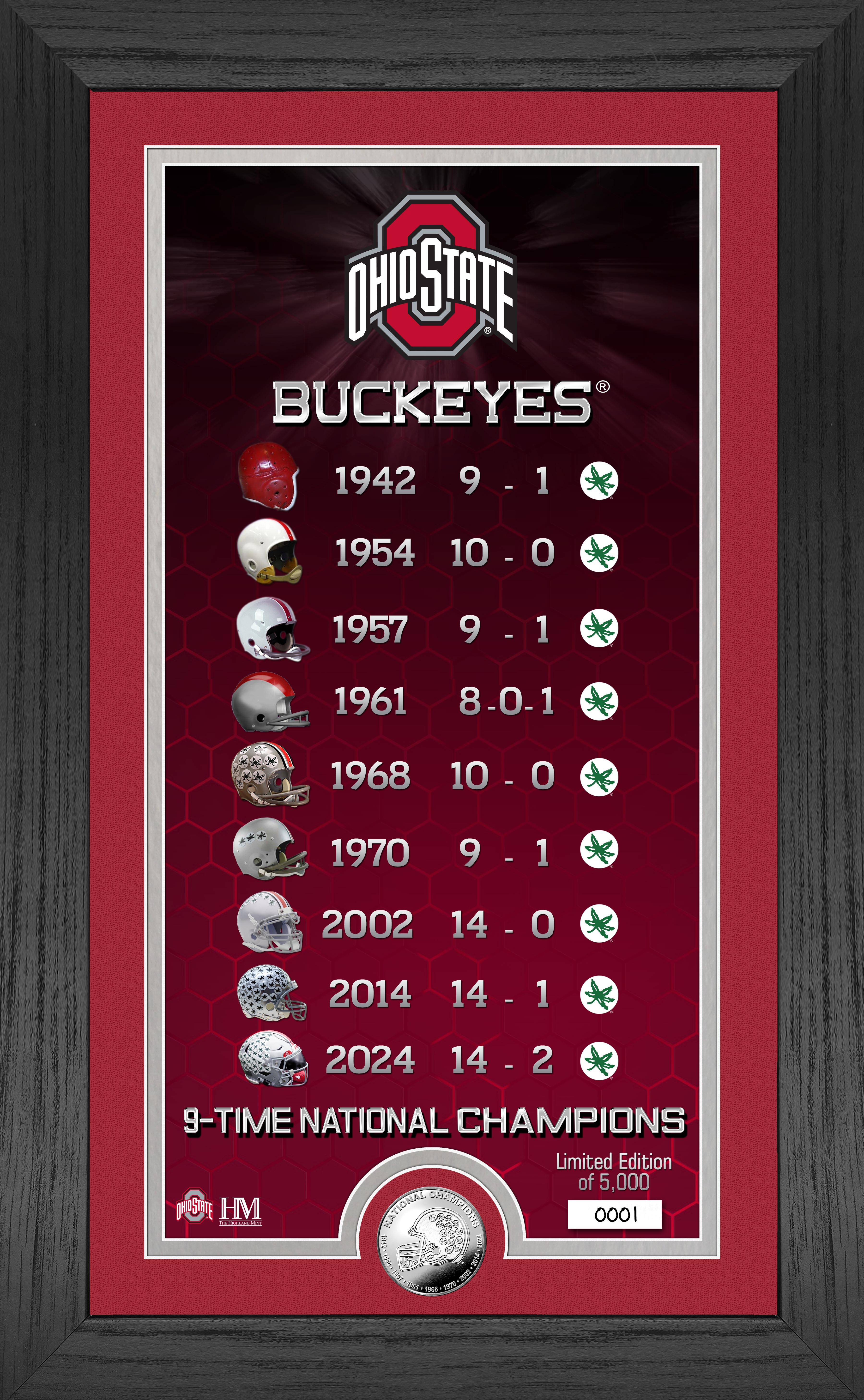 Ohio State Buckeyes 9-Time National Champions Commemorative Silver Coin Collection – Perfect for Alumni Gifts, Sports Memorabilia Displays, and Buckeyes Fans Collectibles