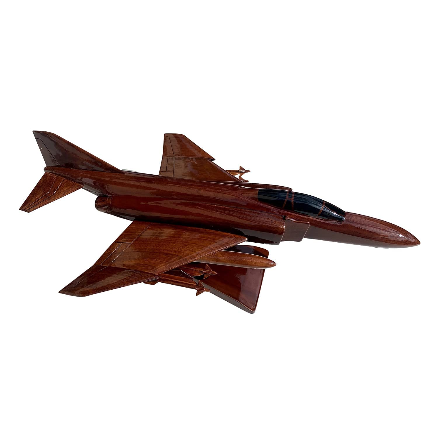 F4 Phantom Fighter Jet Mahogany Wood Desktop Model - Perfect for Office Decor, Aviation Enthusiast Gifts & Military Collectors Display