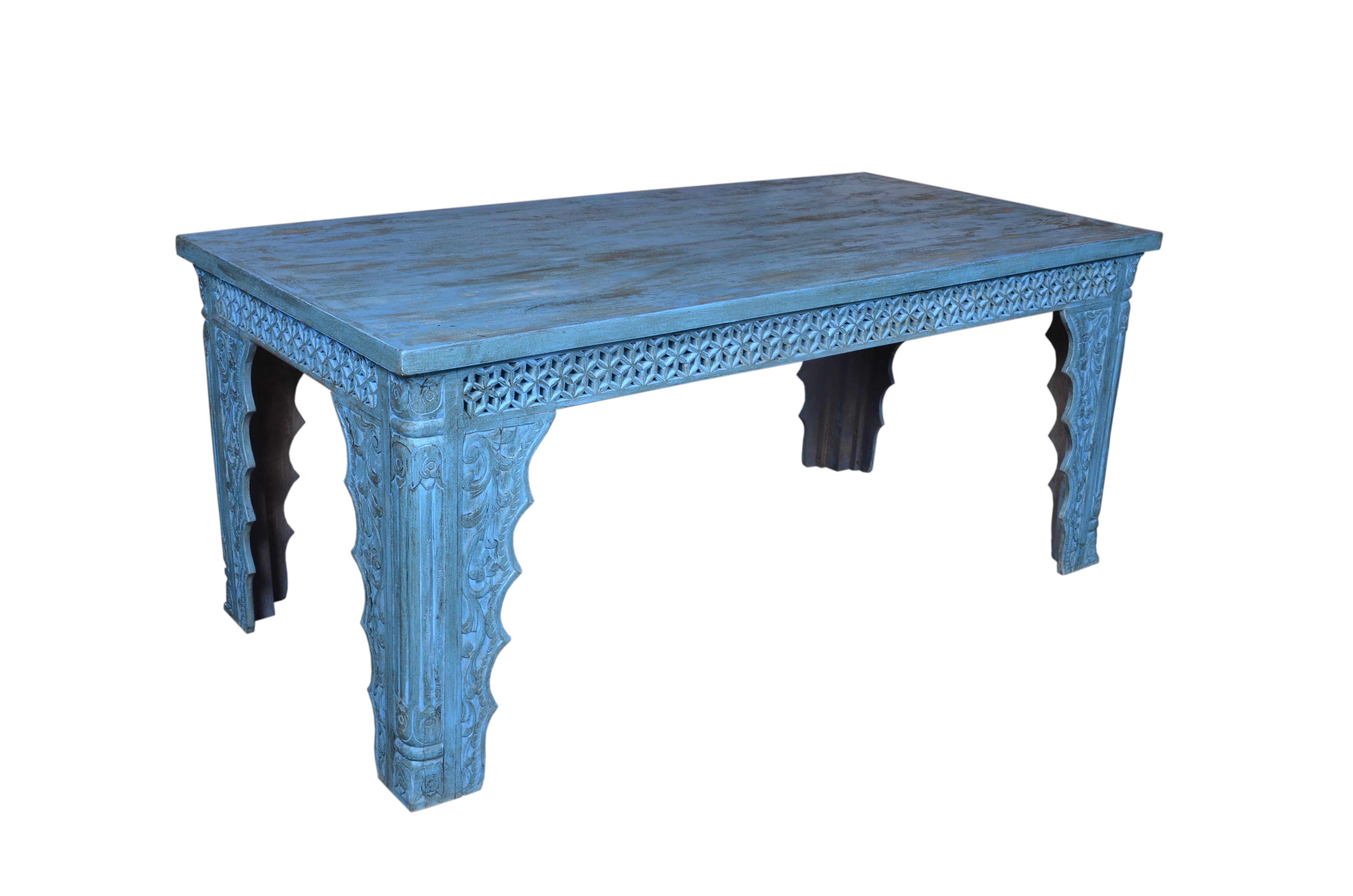 Hand Carved Solid Wood Dining Table - Harper Rustic Farmhouse Style for Kitchen & Dining Room - Perfect for Family Gatherings & Dinner Parties
