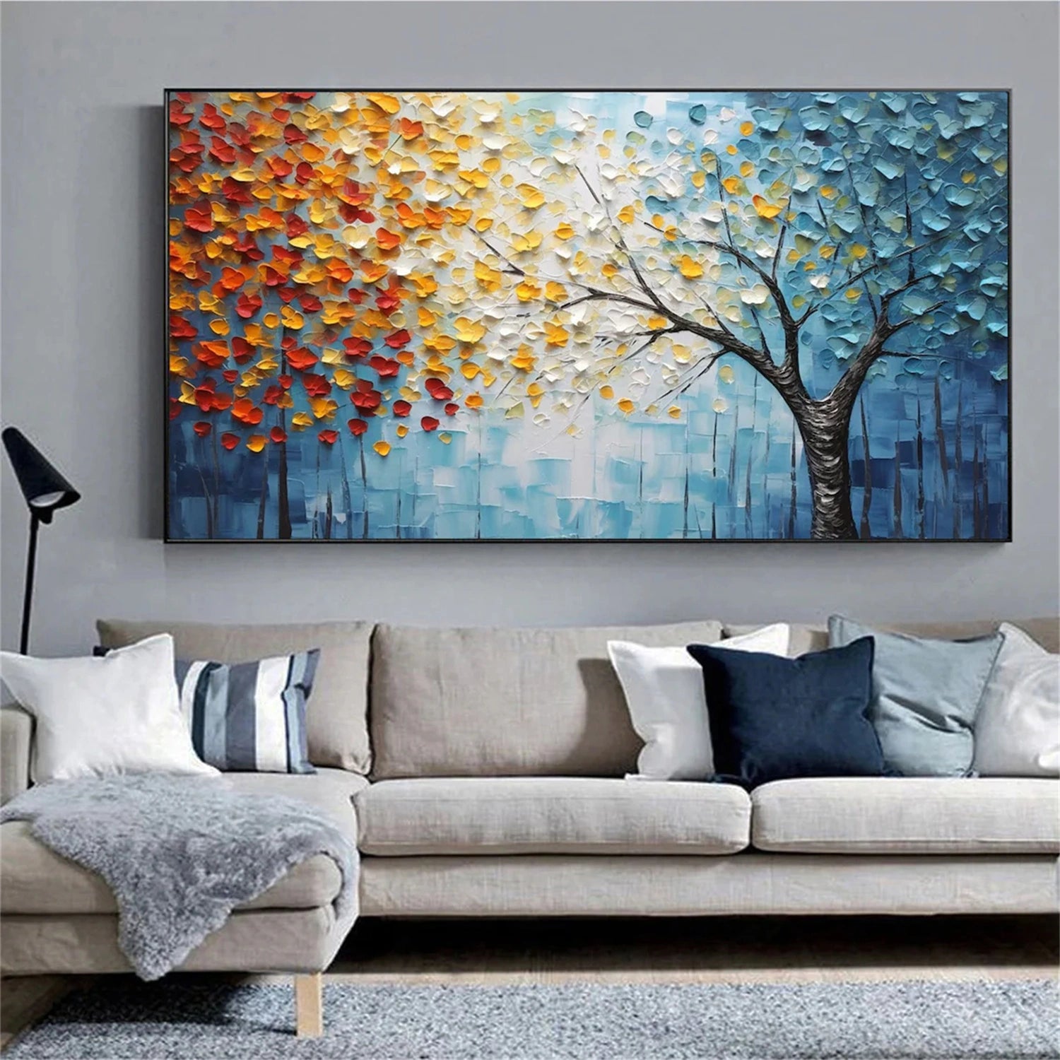 Flower and Tree Painting #FT108 - Handmade Canvas Art for Home Decor, Office & Gift Ideas