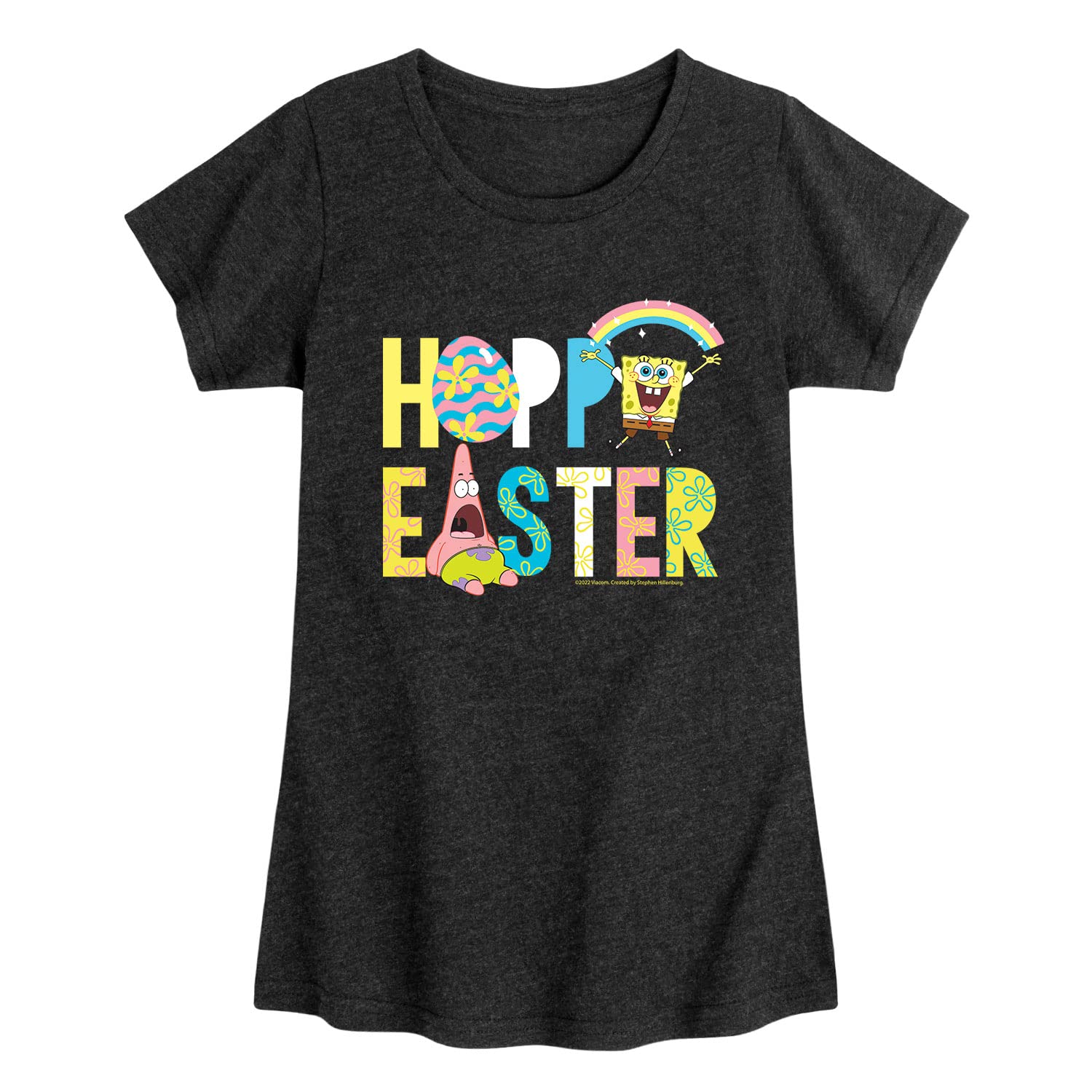 Spongebob Squarepants Easter Graphic T-Shirt for Toddler & Youth Girls - Soft Short Sleeve Cotton Tee - Medium Size - Perfect for Easter Celebrations, Birthday Gifts & Casual Wear