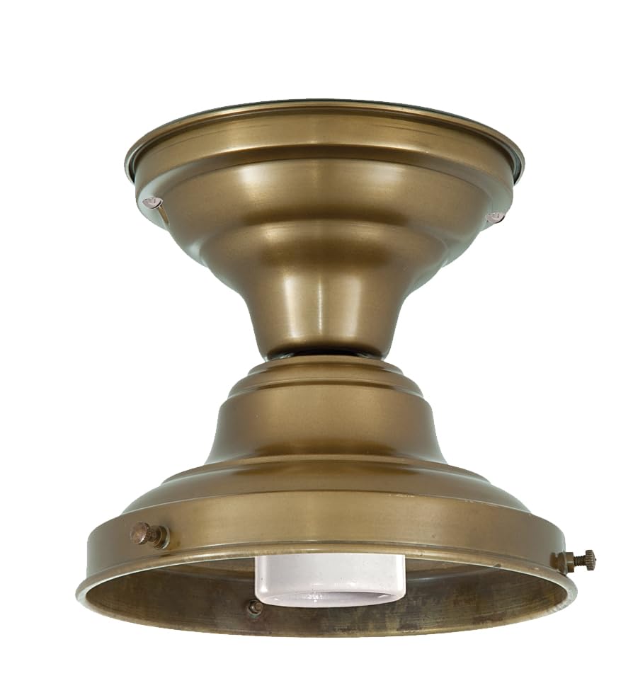 Vintage Brass Schoolhouse Pendant Light - 6 Inch Fitter, Antique Finish | Perfect for Classroom, Library & Farmhouse Decor Lighting