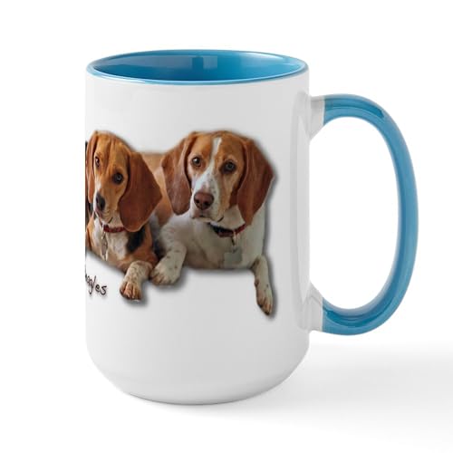 White/Blue Inside - Two Beagles Large Mug