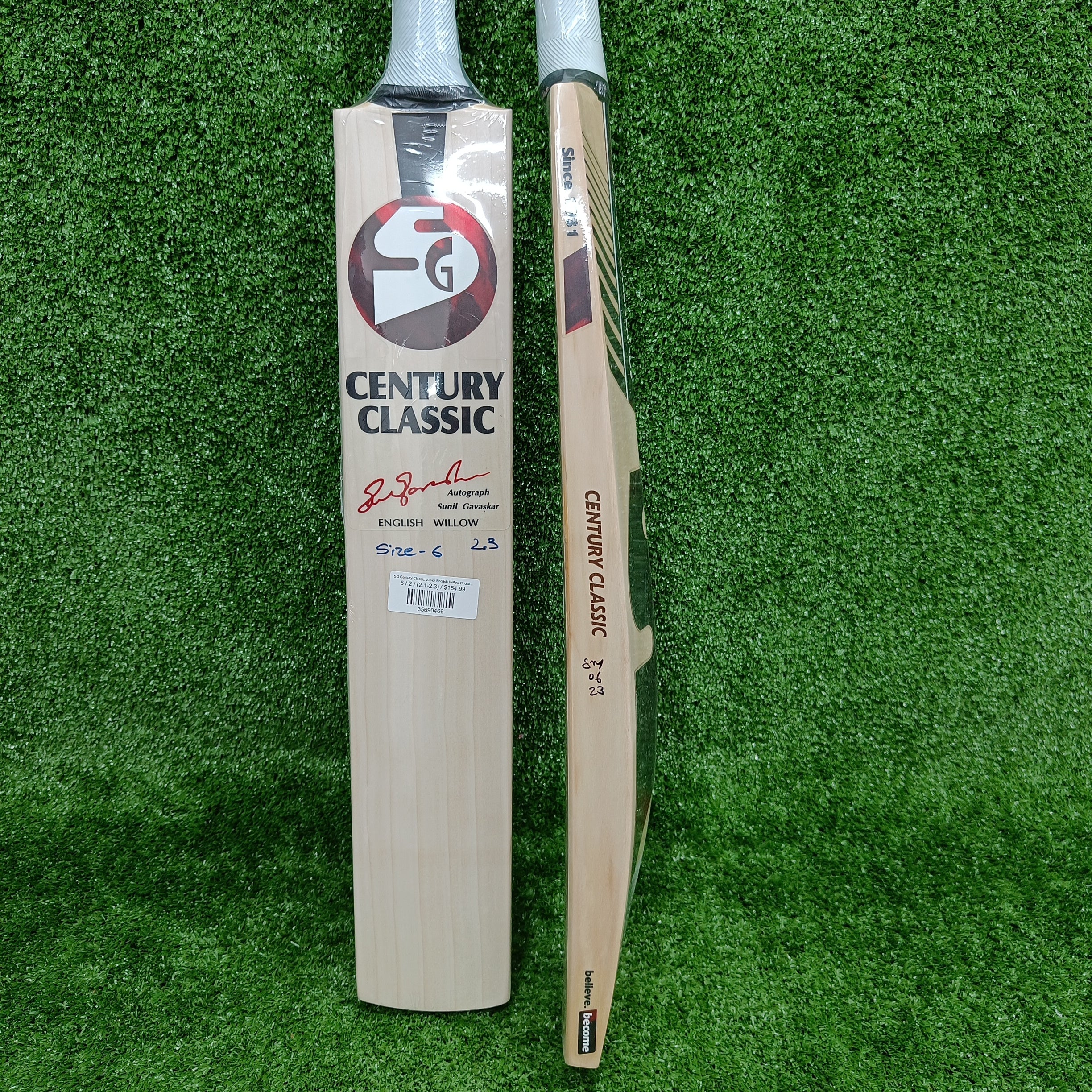 SG Century Classic Junior English Willow Cricket Bat - Lightweight & Durable for Youth Players - Perfect for Practice, Matches & Training Sessions