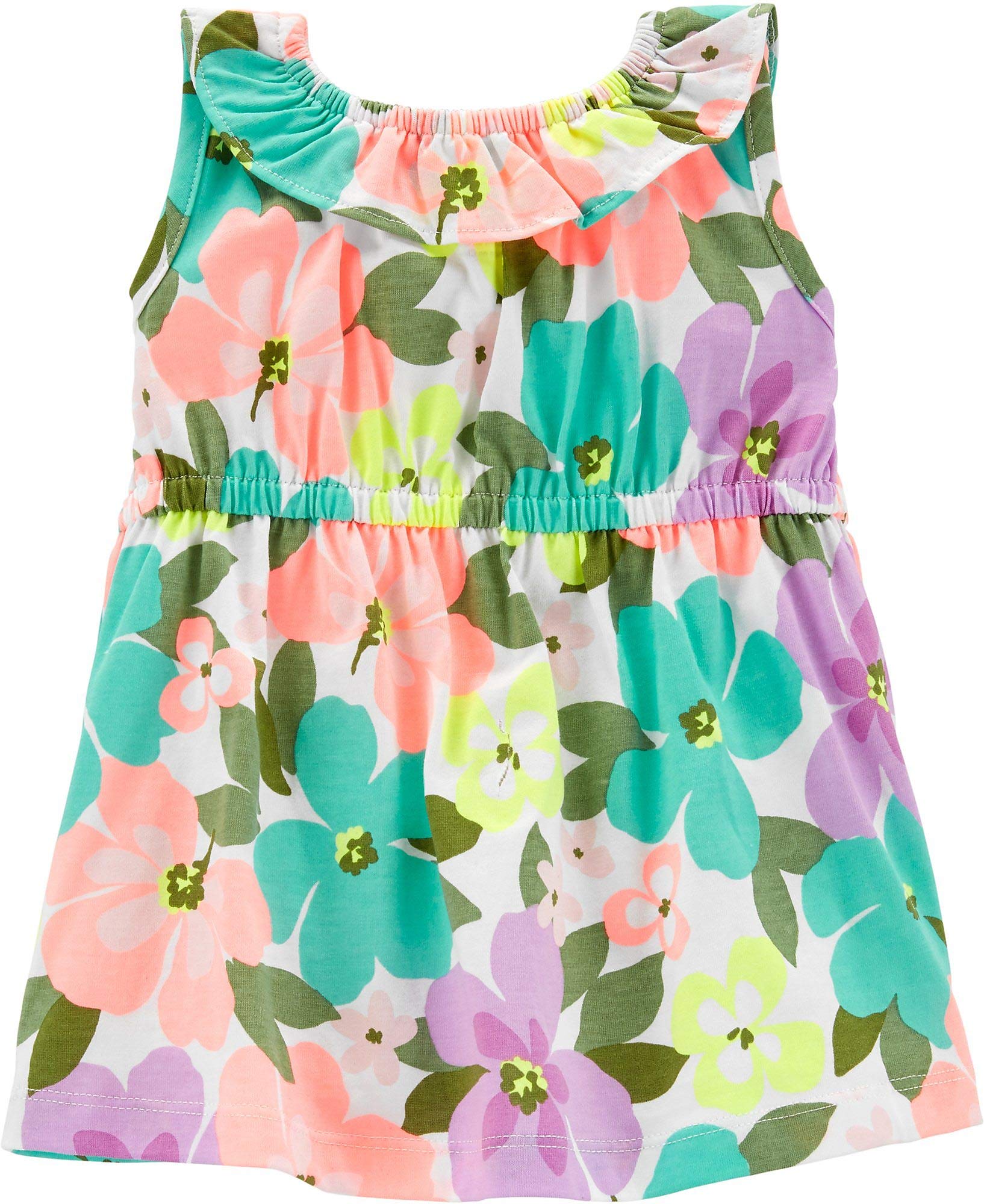 Carters Baby Girls Floral Dress 3 Months | White & Multi-Color Cotton Summer Outfit | Perfect for Photoshoots, Parties & Special Occasions