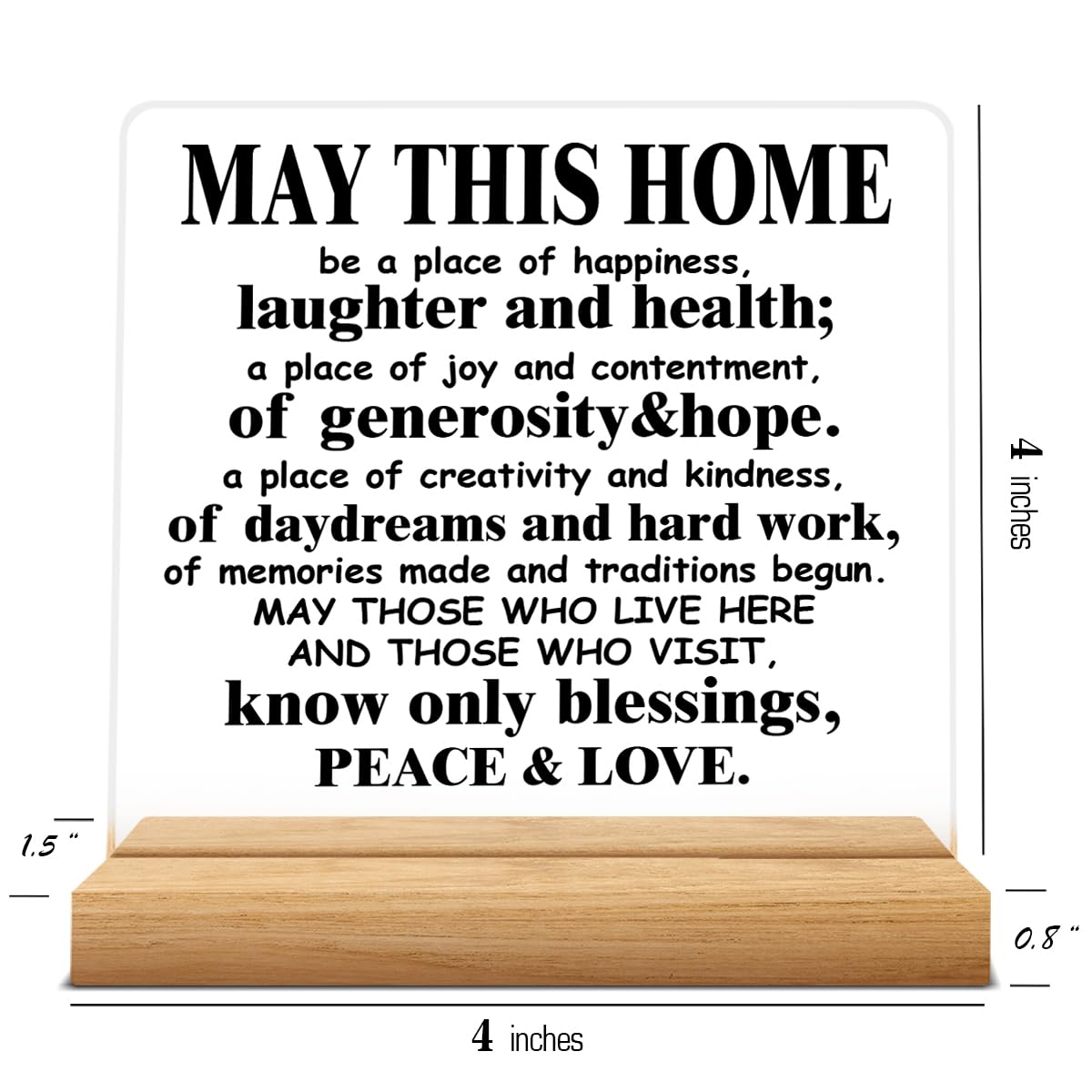 May This Home Acrylic Desk Sign - Inspirational Housewarming Gift for Women & Men - Religious Home Decor for New Homeowners, Office Desk, or Wedding Gift