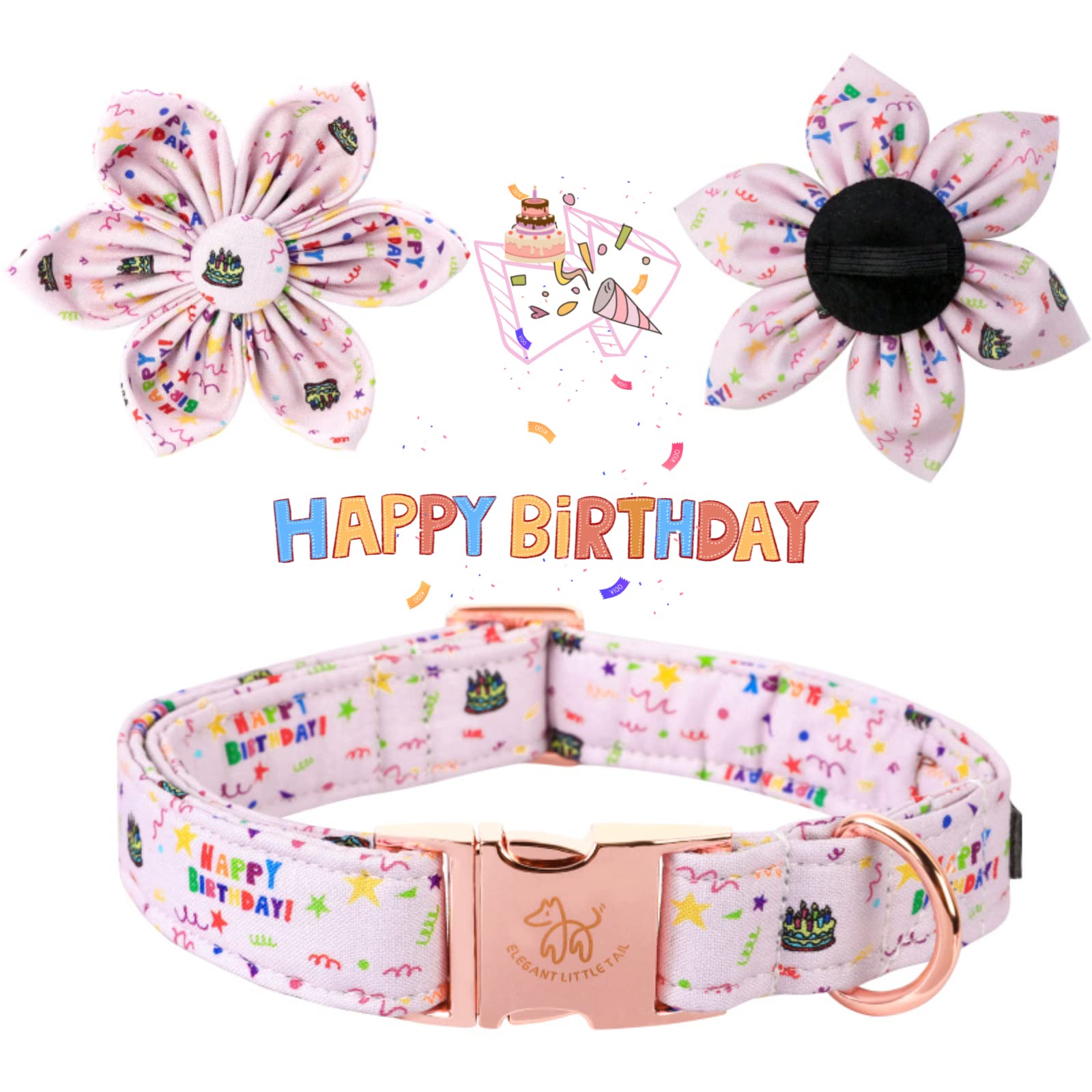 Elegant Floral Detachable Dog Collar - Adjustable Birthday Pet Collar for Small Dogs, Perfect for Parties & Gifts | Cute & Stylish Dog Accessory for Special Occasions