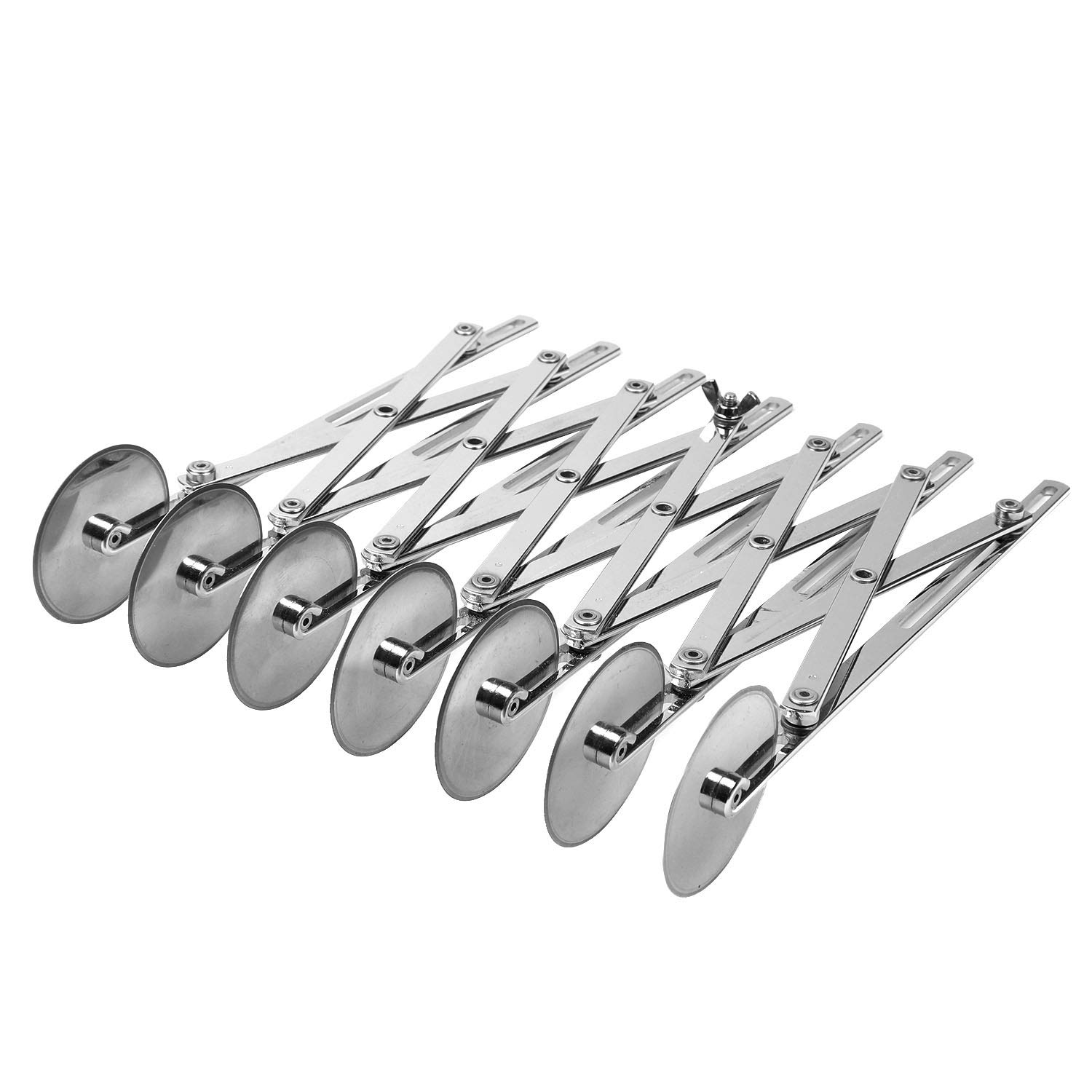 O'Creme Adjustable Dough Divider - Heavy Duty Stainless Steel Dough Cutter with 7 Straight-Edge Wheels (2-3/16 Inch) - Expandable Pastry & Cookie Dough Cutter for Baking, Pizza, Pie Crusts - Professional Kitchen & Home Baking Tool