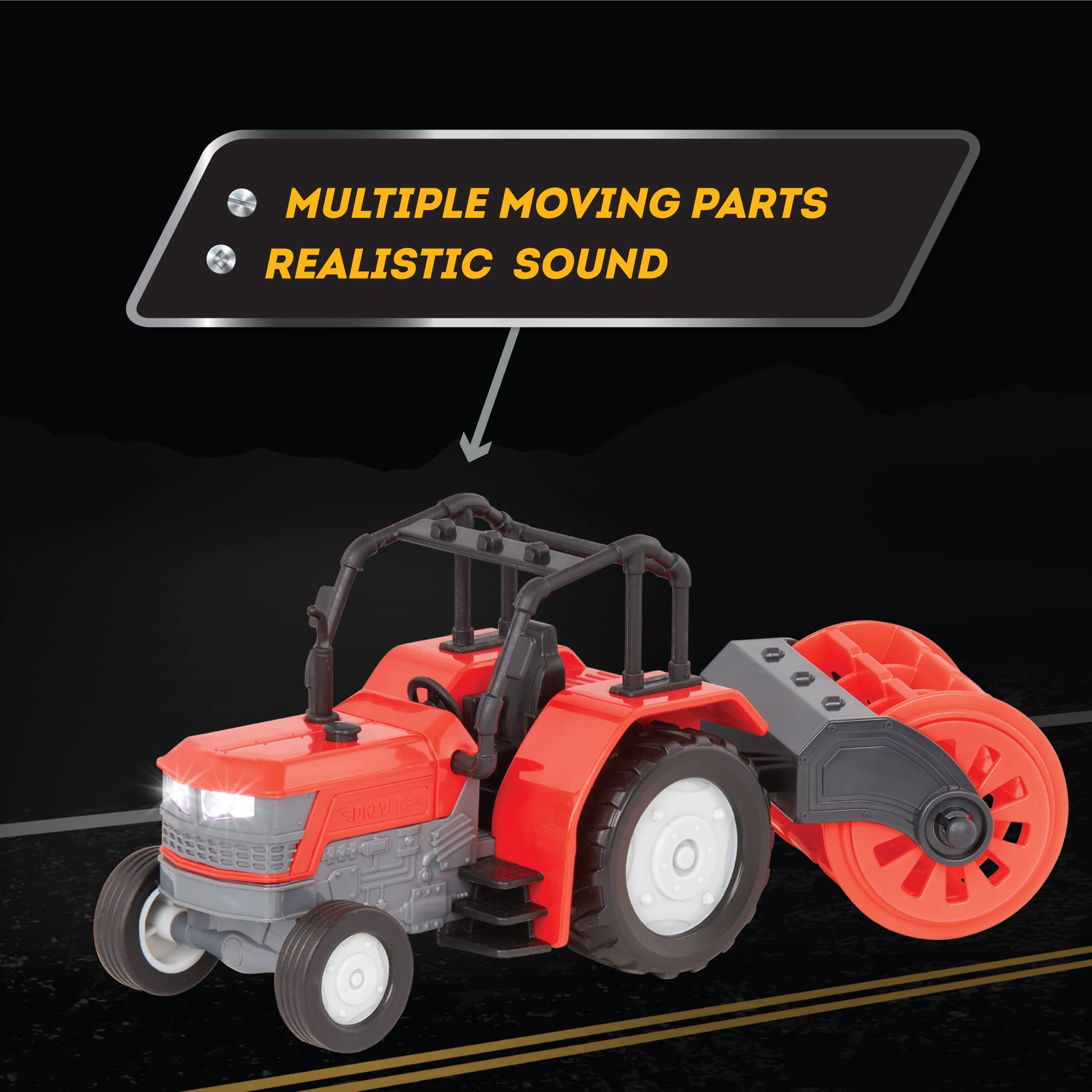 Realistic Farm Tractor Toy with Detachable Rotary Hoe & Engine Sounds - Light-Up Headlights & Interactive Features - Educational Vehicle Toys for 3+ Year Old Kids - Batteries Included - Perfect for Pretend Play, Farm-Themed Learning & Outdoor Adventures