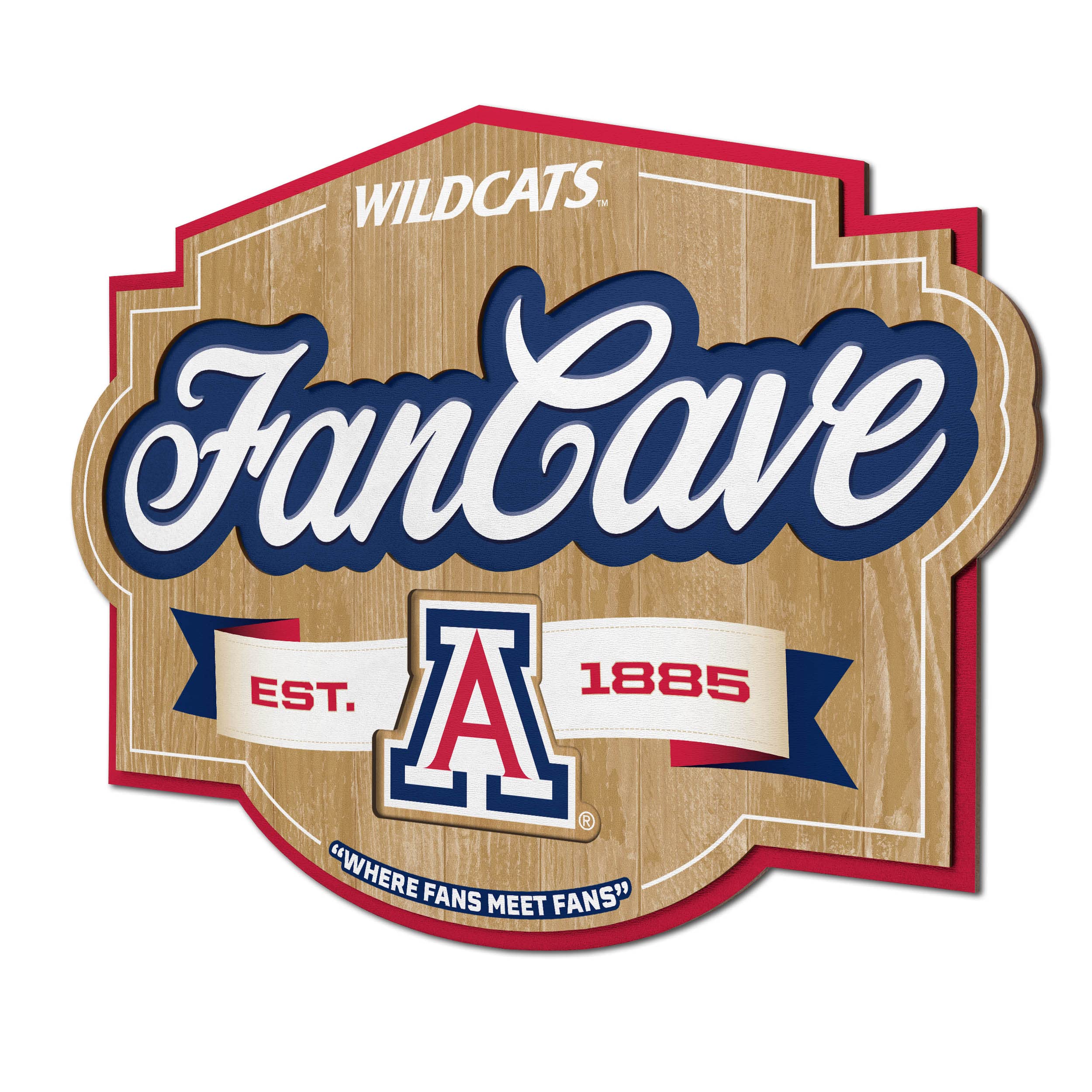 YouTheFan NCAA College Sports Team Logo Fan Cave Sign - Perfect for Game Room, Man Cave, Sports Bar & Tailgating Decor