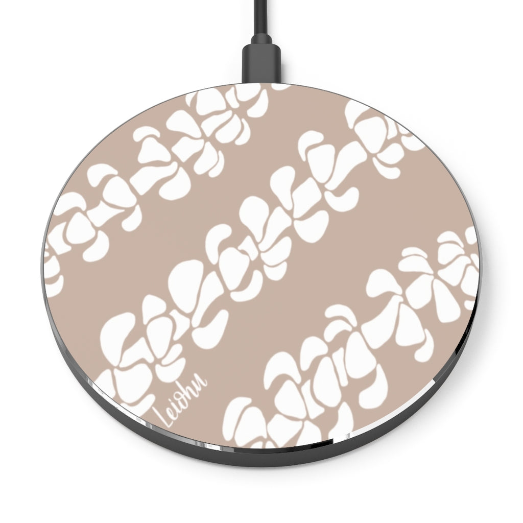 Puakenikeni Tan Fast Wireless Charger - Qi Certified 10W/7.5W/5W Compatible with iPhone 15/14/13/12/11/X, Samsung Galaxy S23/S22/S21/S20, AirPods - Perfect for Home, Office & Travel Charging