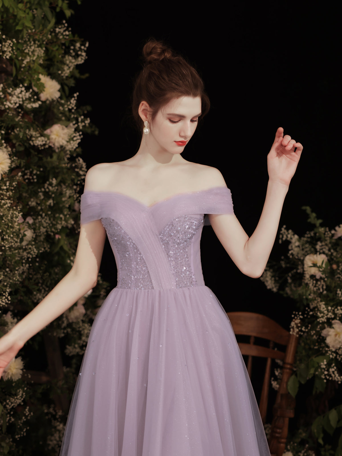 Elegant Purple Tulle Sequin Long Prom Dress for Women - Formal Evening Gown for Homecoming, Ball, Quinceañera & Special Occasions