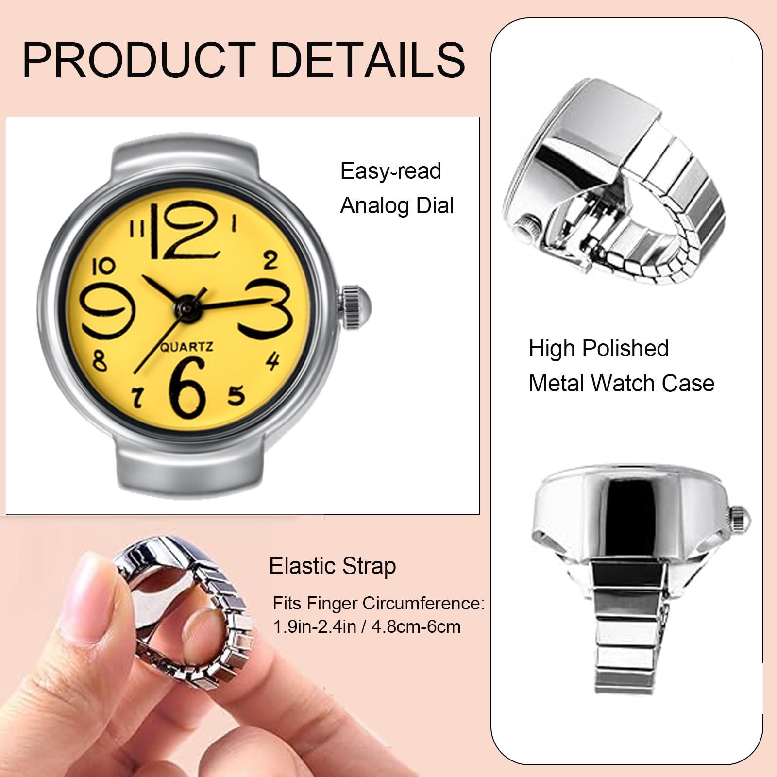 Stylish Unisex Elastic Finger Ring Watch - Round Quartz Timepiece for Men & Women - Perfect for Parties, Gifts, and Fashion Accessories