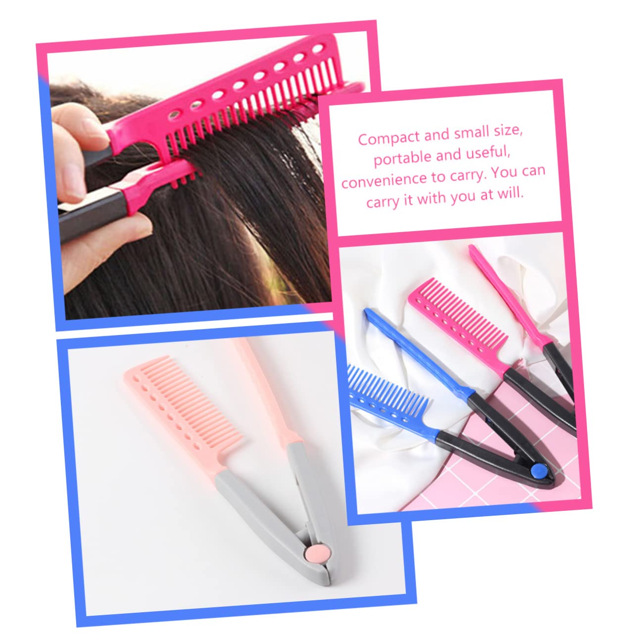 CAXUSD Hair Straightening Comb Set - 3 Pack V-Shape Hair Straightener Brush & Styling Tool for Smooth, Frizz-Free Hair | Perfect for Home Use, Travel & Salon Styling