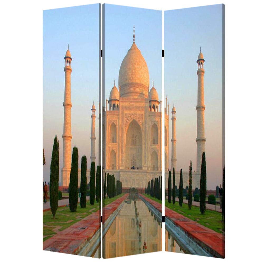 Taj Mahal Inspired Room Divider Screen - Handcrafted Decorative Partition for Living Room, Bedroom & Office - Foldable Privacy Panel for Home Decor