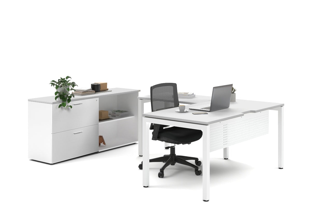Quadro Square Legs L-Shaped Executive Desk with White Legs [1800L x 1700W] - Perfect for Home Office, Modern Workspace & Executive Suites