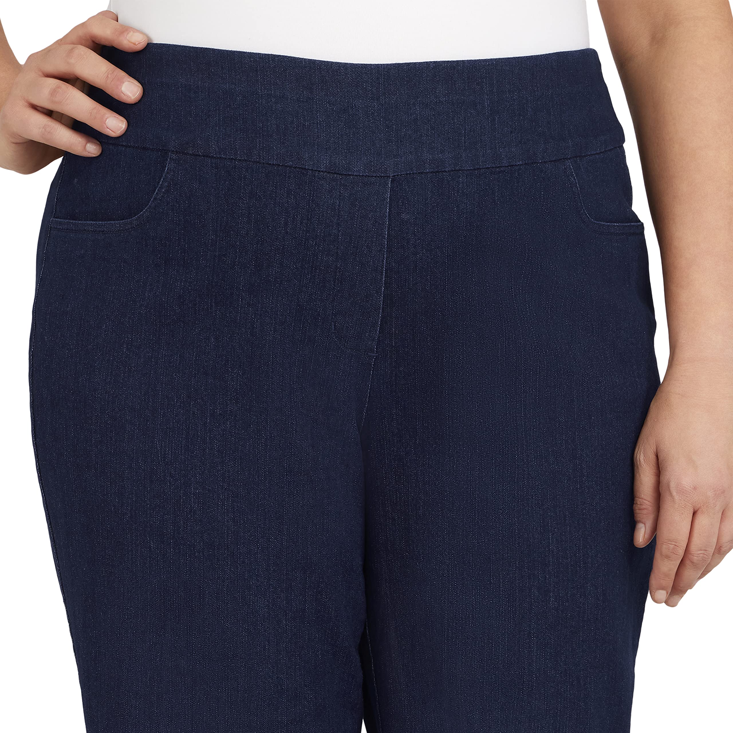 Alfred Dunner Women's Plus Size Super Stretch Mid Rise Capri Pants - Comfortable Casual Wear for Work & Travel
