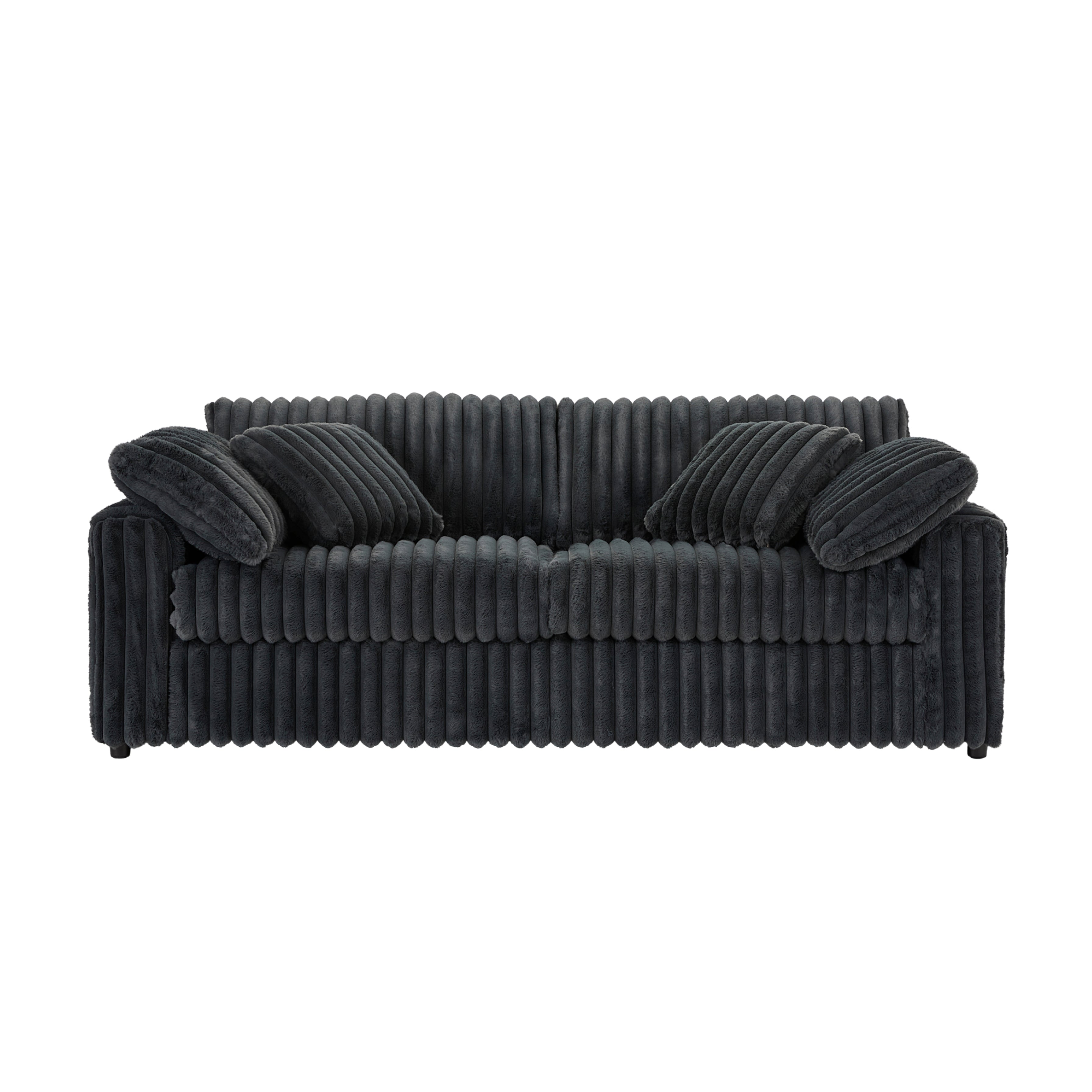 Roundhill Furniture Belvoir Upholstered Stationary Sofa - Modern Living Room Couch with Soft Fabric for Home, Office & Lounge Comfort