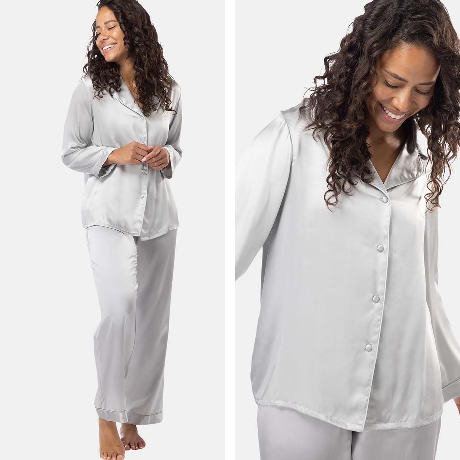 Fishers Finery 100% Mulberry Silk Pajama Set for Women - Long Sleeve & Pants Sleepwear with Gift Box - Perfect for Luxury Sleep, Spa Nights & Romantic Getaways