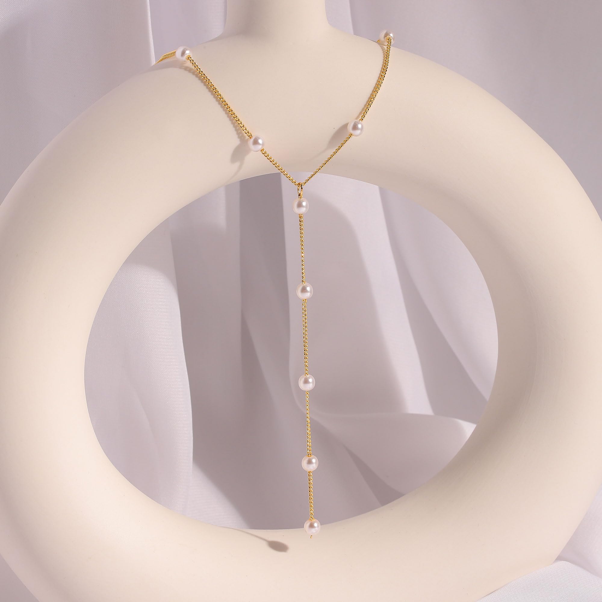 VRIUA 14K Gold Plated Pearl Necklace for Women - Dainty Minimalist Everyday Jewelry, Elegant Gift for Anniversary, Birthday & Special Occasions