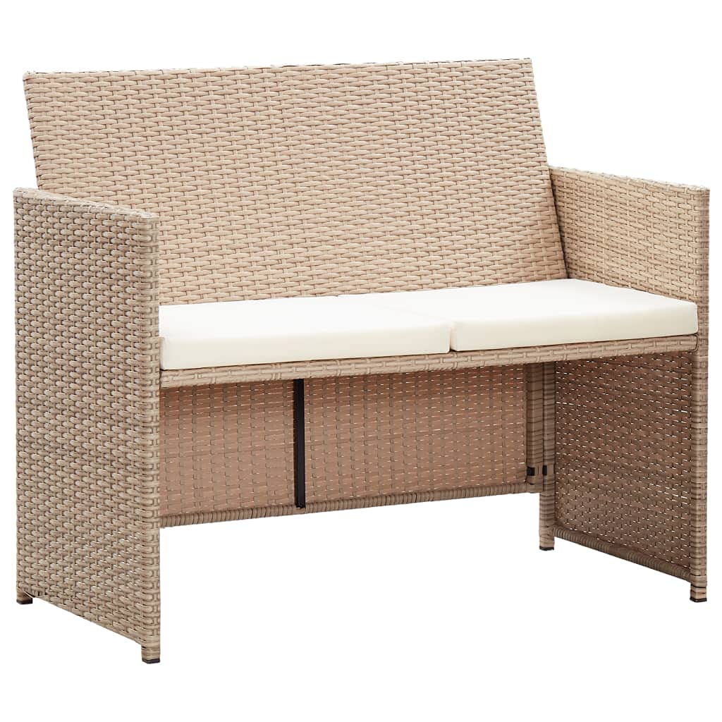 Outdoor Patio Sofa Set - 2 Seater Wicker Couch with Thick Weather-Resistant Cushions, Black Poly Rattan Furniture for Garden, Backyard, Porch, Poolside - Perfect for Relaxing & Entertaining Outdoors