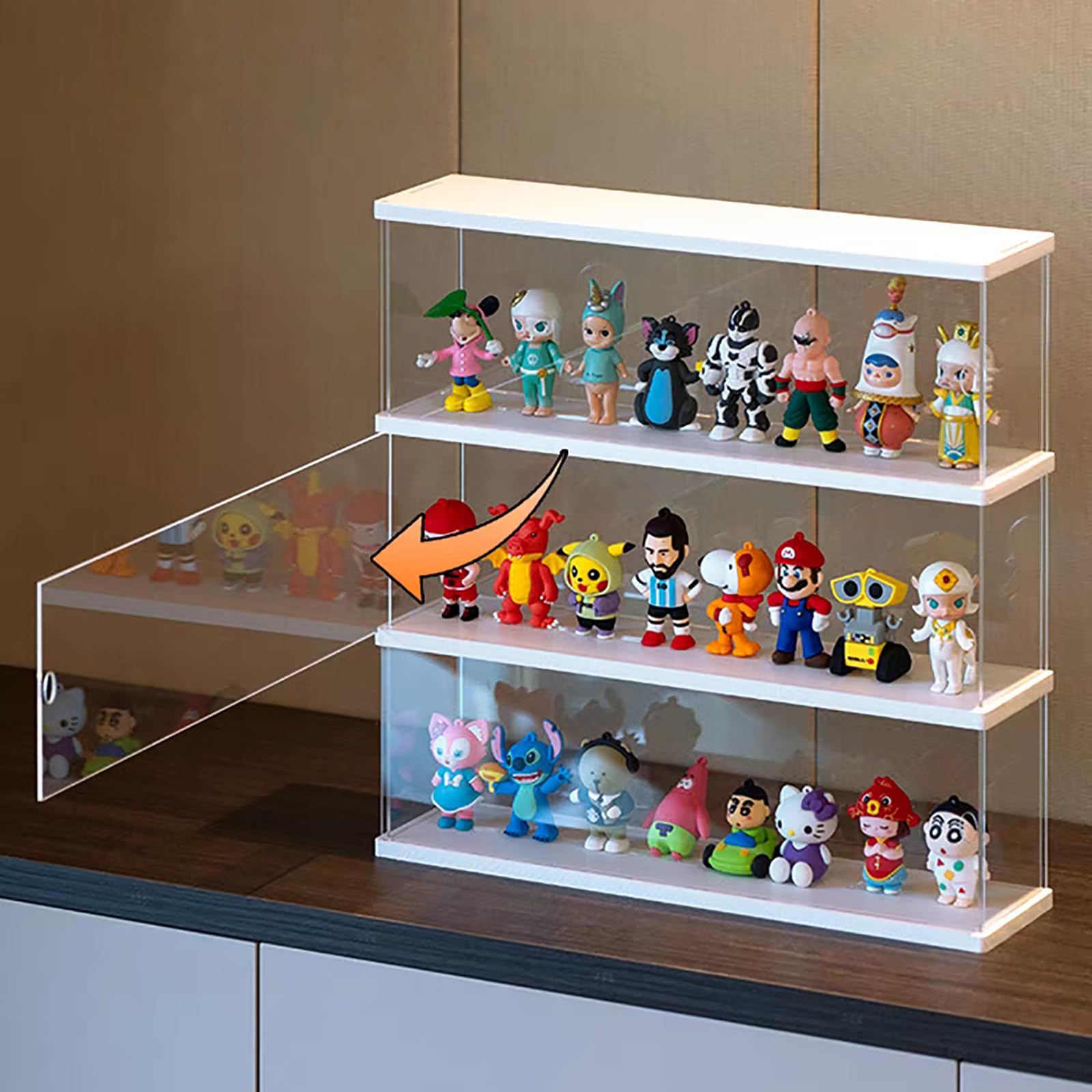 2-Tier Acrylic Display Case for Funko Pop Figures & Lego Miniatures - Clear Transparent Organizer Showcase (White, 15.6x3.8x10.8in) - Perfect for Collectibles, Action Figures & Toy Storage in Bedroom, Office or Game Room