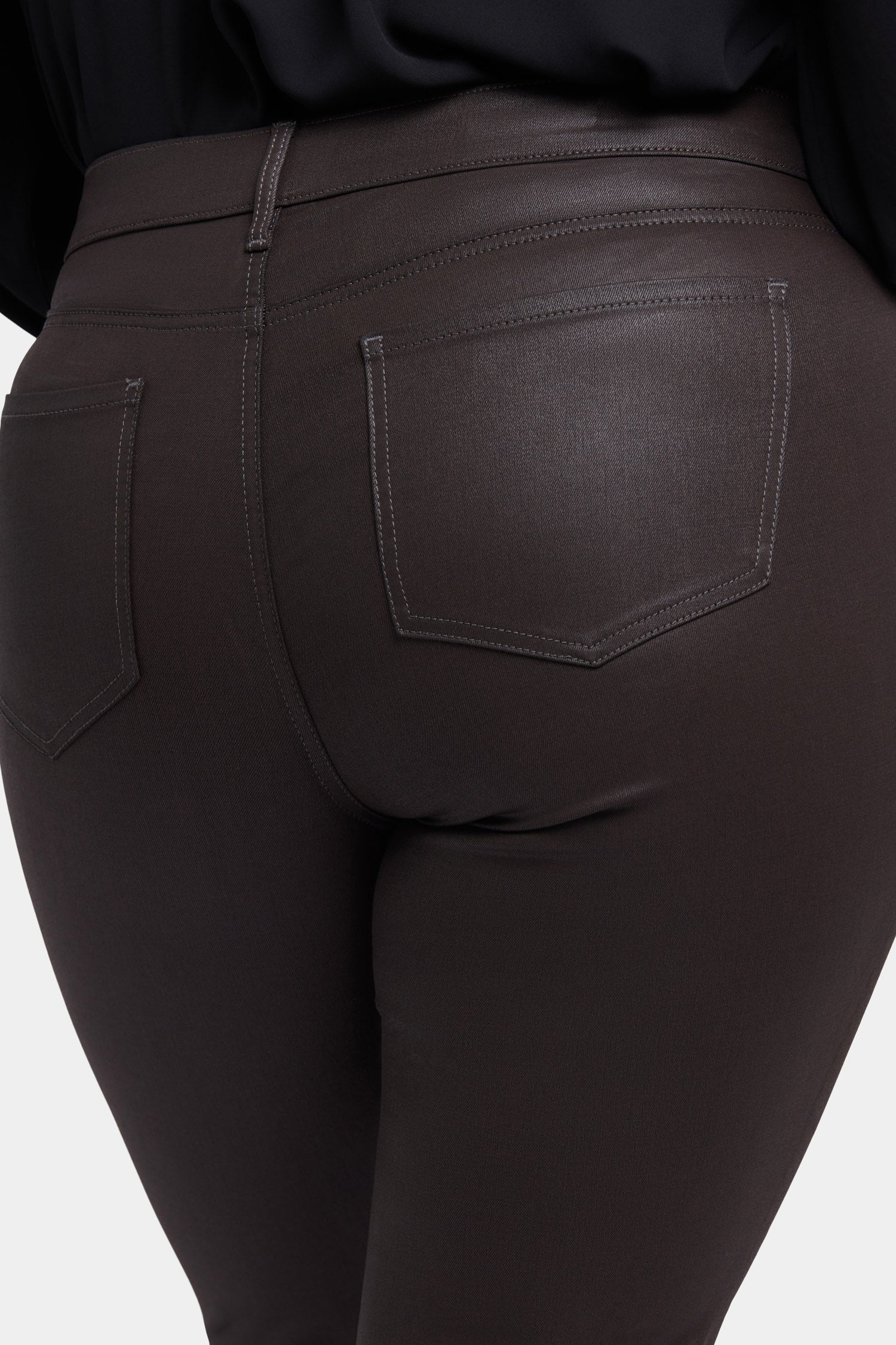 Plus Size Coated Marilyn Straight Jeans in Coffee Bean - High Waist Stretch Denim Pants for Women | Perfect for Casual Wear, Office & Date Night Outfits