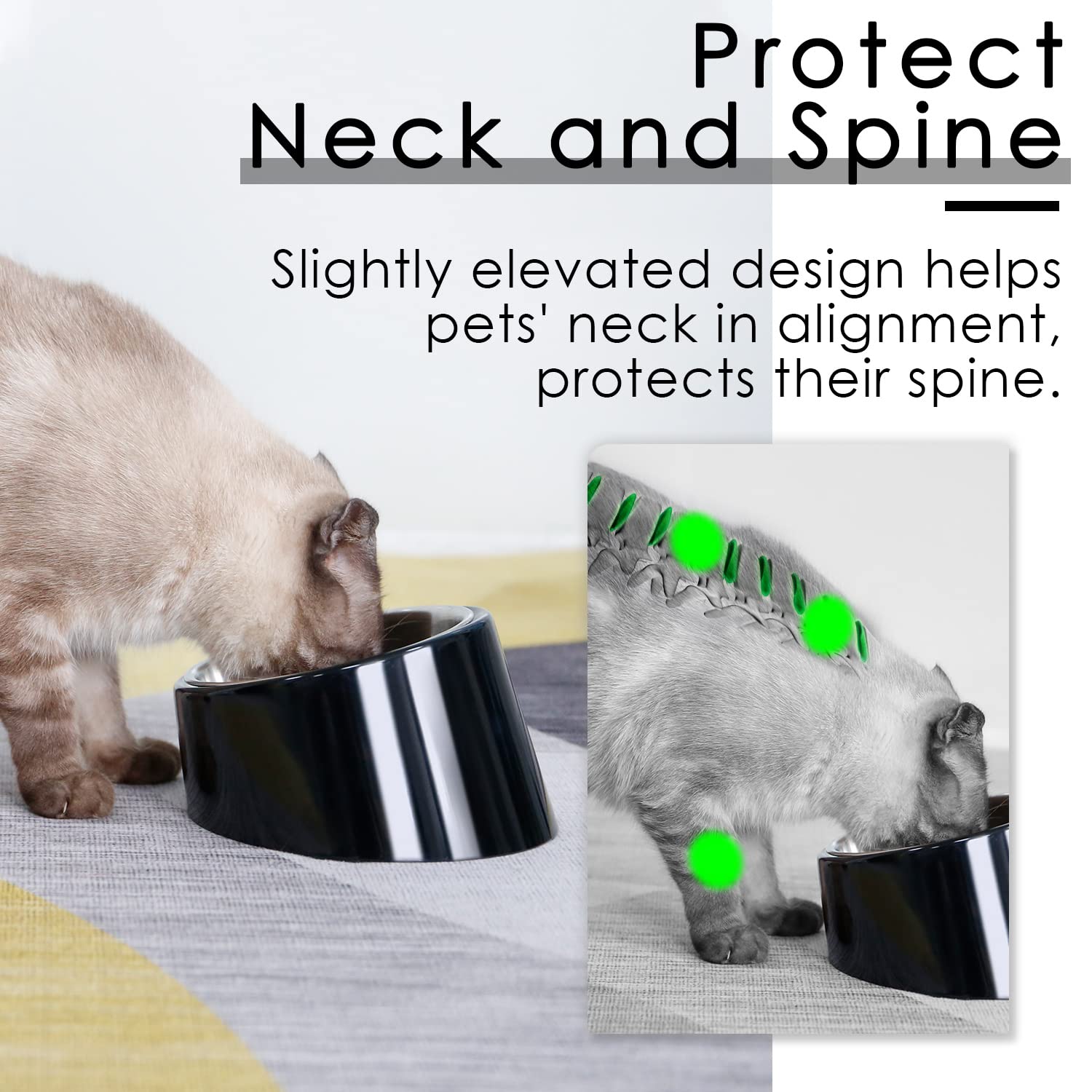 **15° Slanted Dog Bowl - Non-Spill Mess-Free Pet Food Dish for Cats & Dogs, Anti-Skid Tilted Feeder for Bulldogs & Flat-Faced Breeds (0.5 Cup, Dark Black) - Perfect for Slow Feeding & Easy Access**