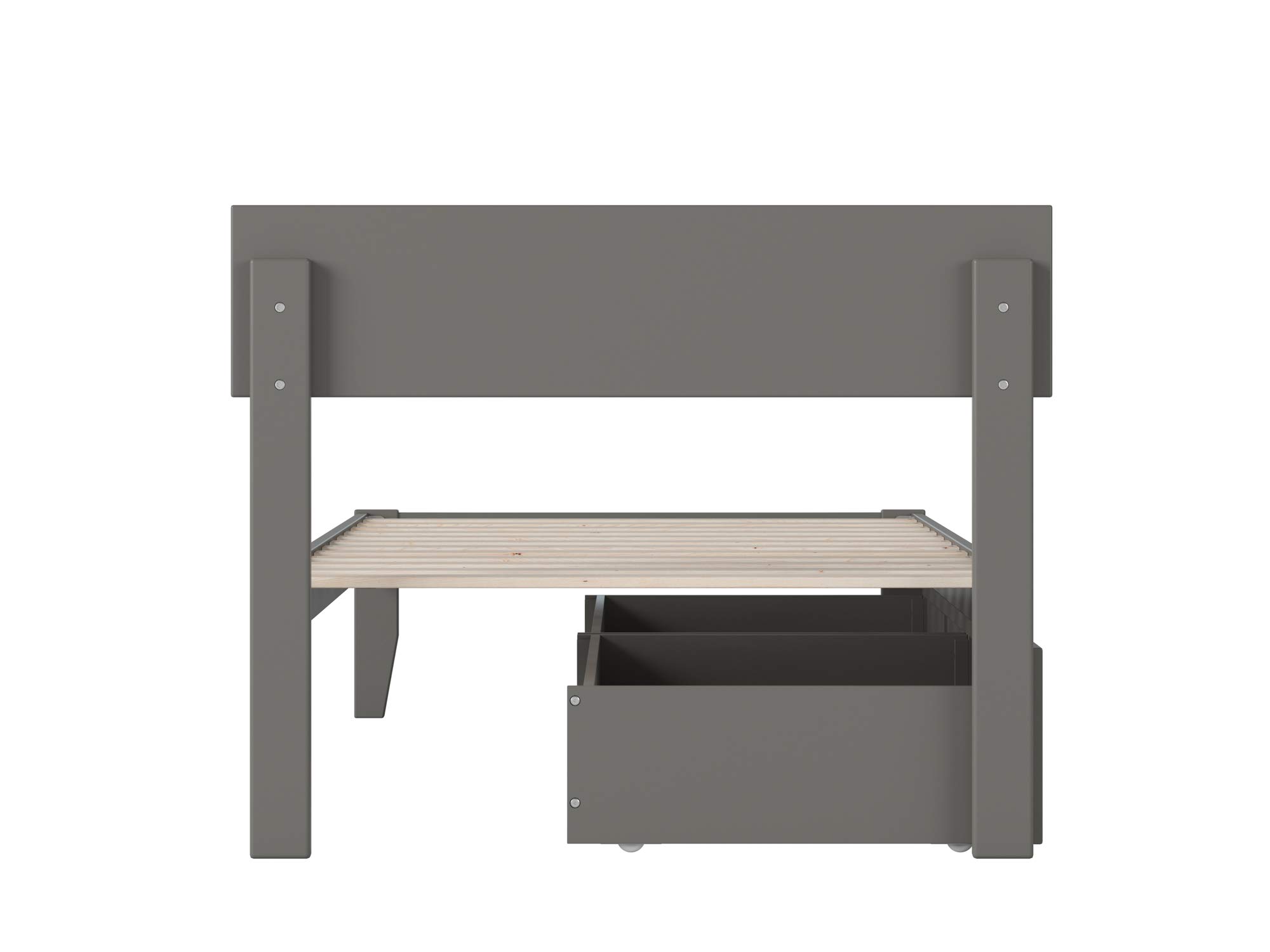 AFI Boston Twin Size Bed Frame with Underbed Storage Drawers, Gray - Perfect for Small Spaces, Kids Rooms & Guest Bedrooms
