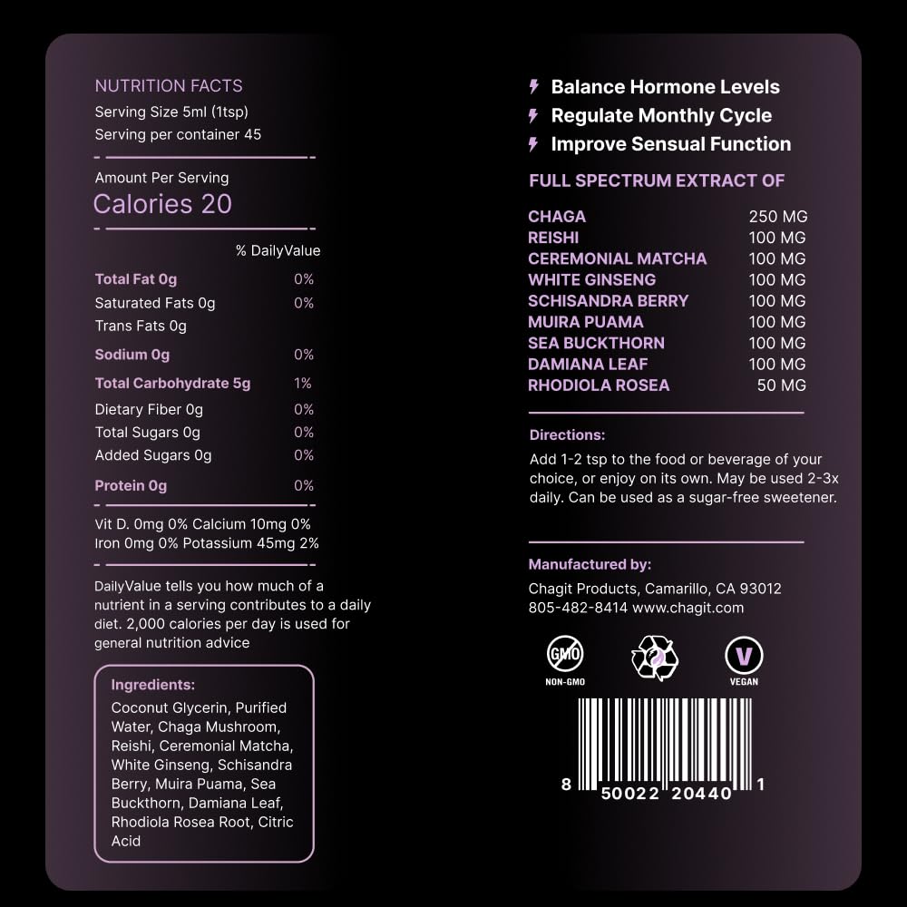 SLX Female Hormone Balance Supplement - Full-Spectrum Liquid Extract with Chaga, Reishi, Ginseng & Adaptogenic Herbs - Natural PMS & Menopause Support - Promotes Mood, Energy & Vitality - Perfect for Daily Wellness Routine & Stress Relief