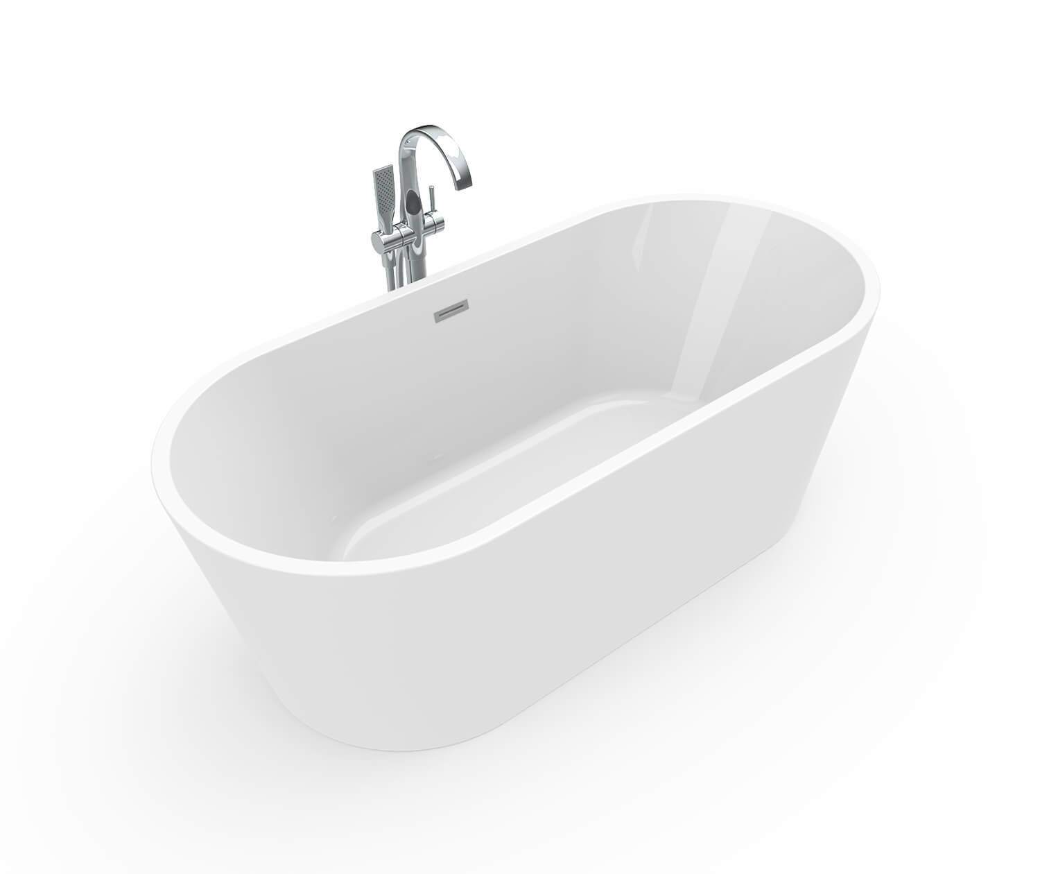 White MAAX Louie 67x31 Inch Acrylic Freestanding Bathtub with Center Drain & Skirt - Perfect for Modern Bathroom Renovations & Spa-Like Retreats