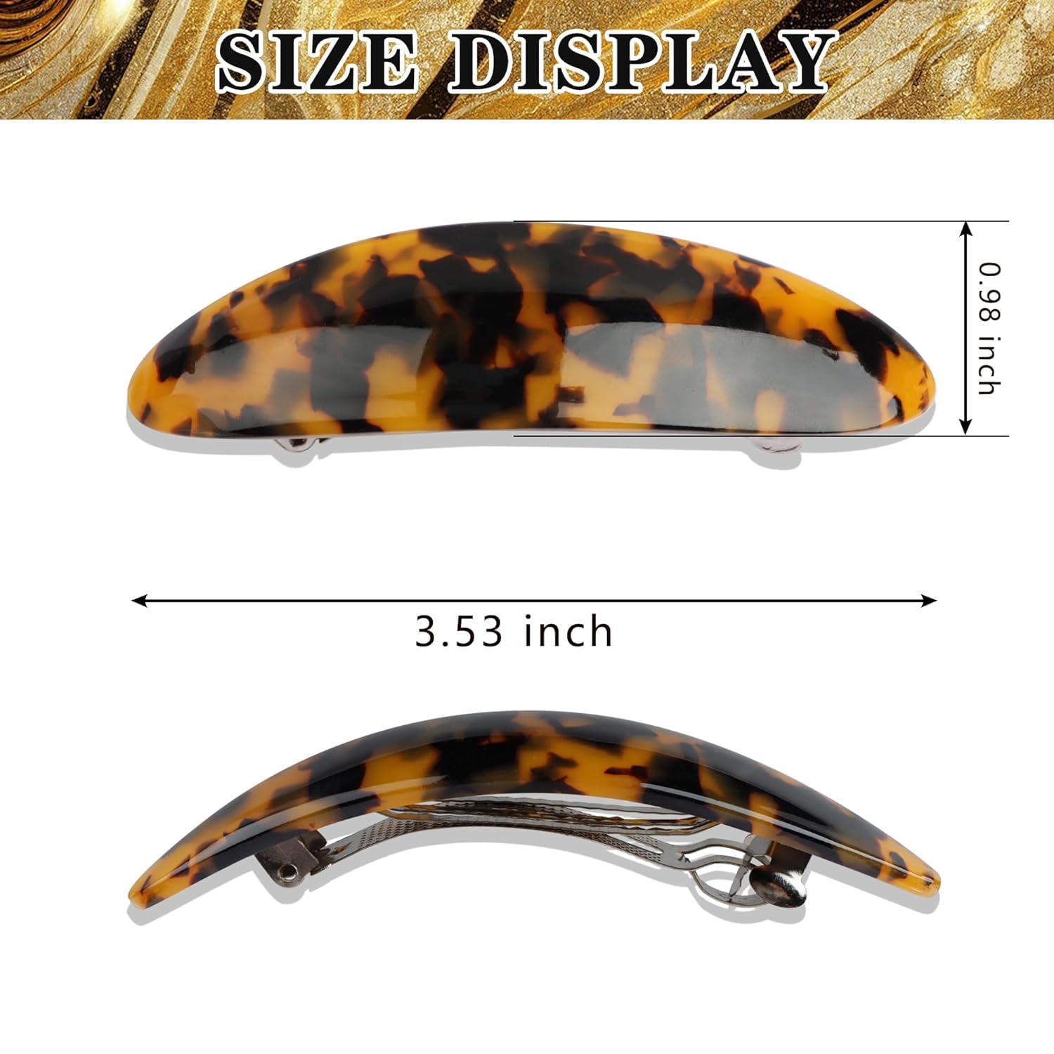 ADORNISH Oval 4-Piece French Hair Barrettes Set - Tortoise Shell Interlocking Hair Clips for Women & Girls - Curved Oval Styling Hair Accessories for School, Work, Weddings & Everyday Wear