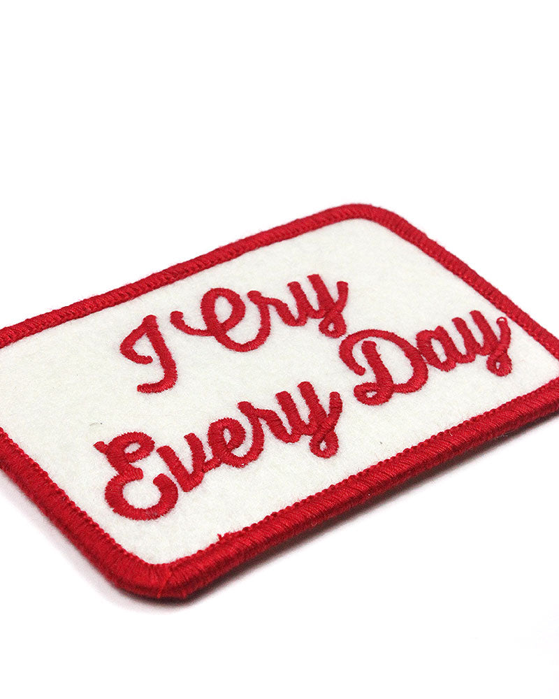 I Cry Every Day Embroidered Iron-On Patch - Funny Emotional Support Sew-On Badge for Jackets, Backpacks & DIY Crafts