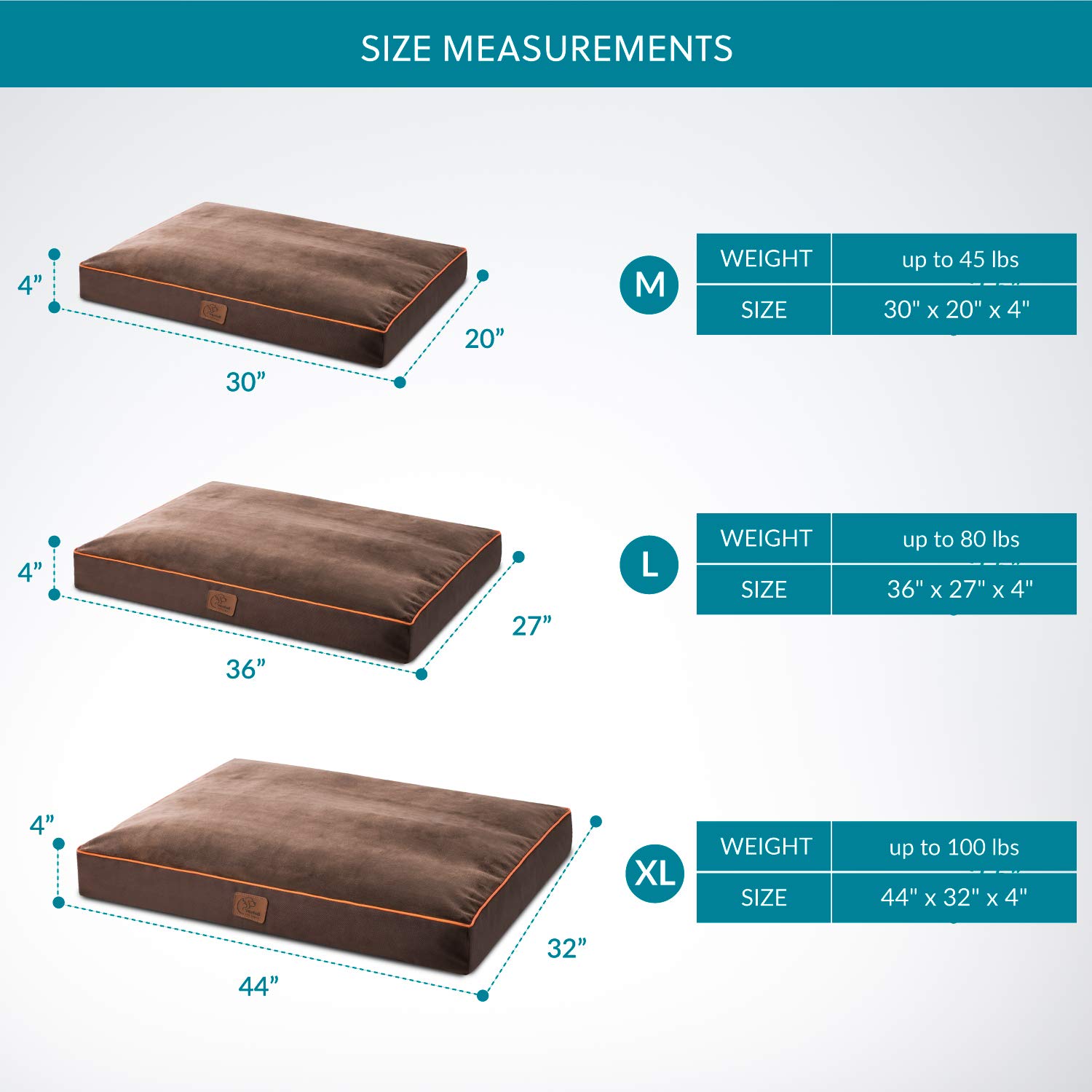 Bedsure Waterproof Dog Bed for Extra Large Dogs - 4 Inch Thick Orthopedic Support for Pets Up to 100lbs, Washable Removable Cover, Brown - Perfect for Crates, Floors & Kennels