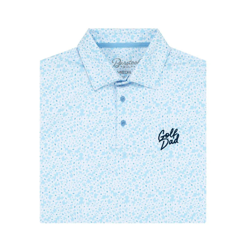 Men's Floral Print Golf Polo Shirt - Powder Blue | Breathable & Comfortable for Golfing, Casual Wear & Outdoor Activities