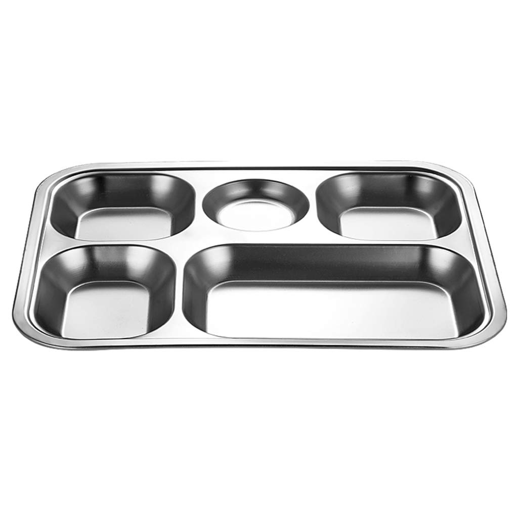 Stainless Steel Compartment Plate - 3/4/5 Section Bento Lunch Box with Dividers, Durable Food Tray for School, Office & Picnic | Microwave & Dishwasher Safe Meal Prep Container