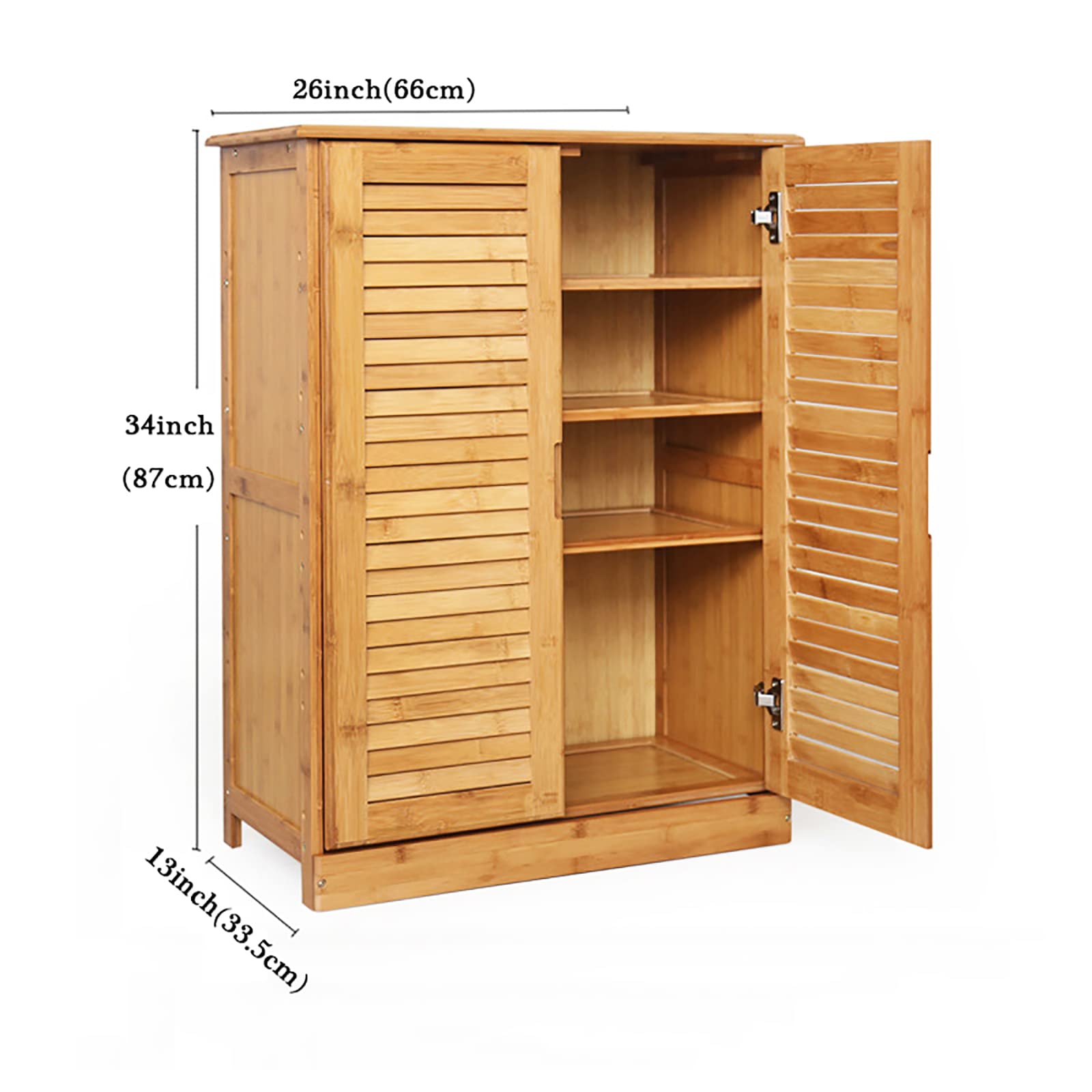 Bamboo Shoe Storage Cabinet with Doors - Rustic Entryway Shoe Organizer Rack | Perfect for Small Spaces, Hallways & Mudrooms