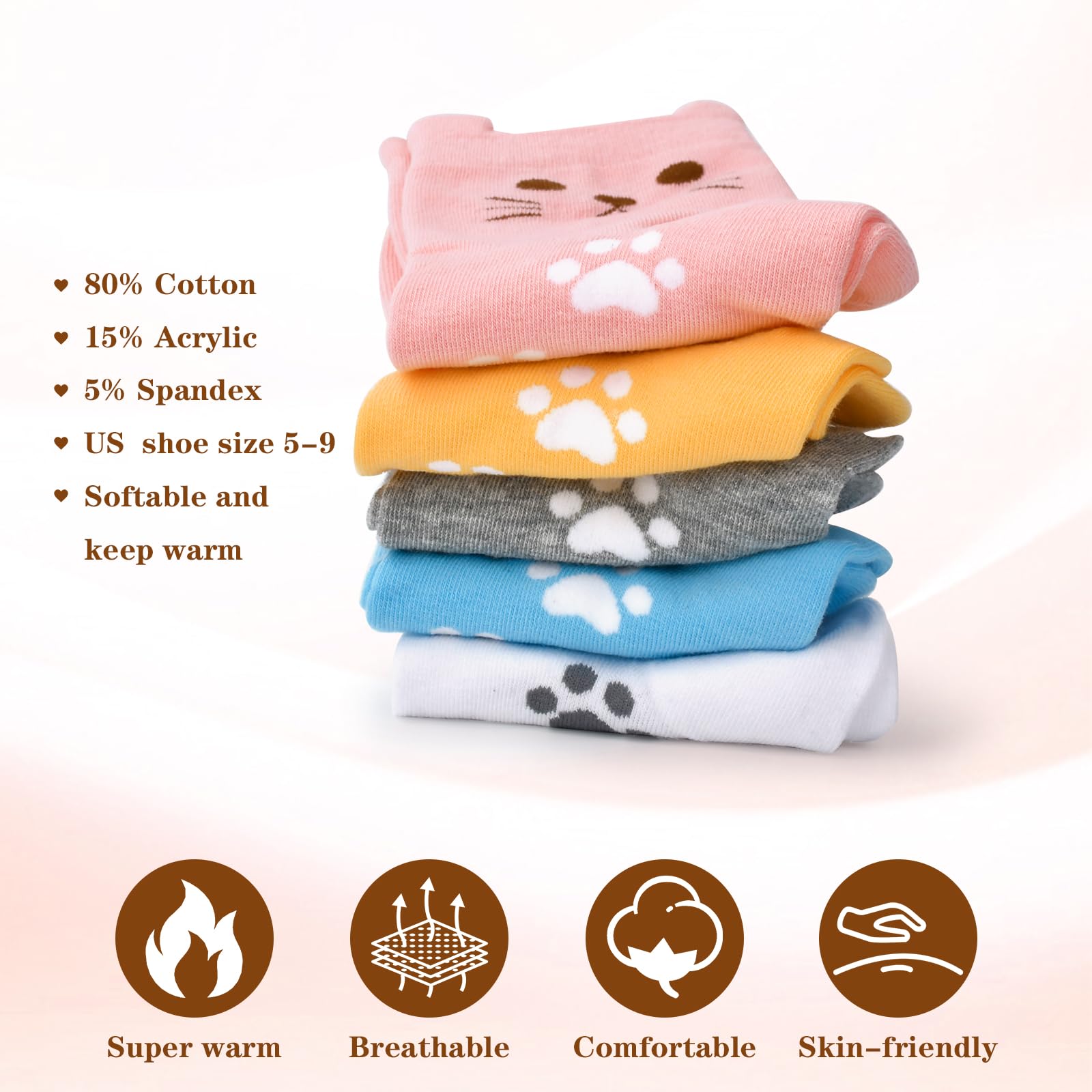 **Best Mother's Day & Birthday Gifts for Mom, Women & Teen Girls - Cute Cat Socks - Christmas Stocking Stuffers for Her - Perfect for Holidays, Casual Wear & Cozy Home Relaxation**