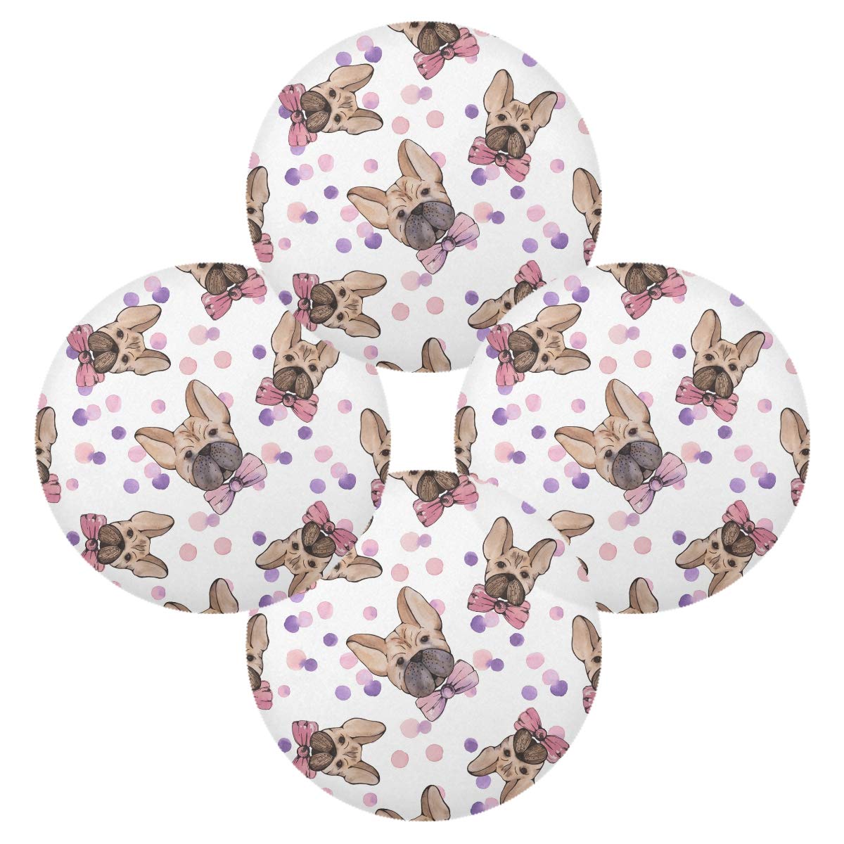 Watercolor Cute Dogs Bowknot Placemats Set of 4 - 15.4 Inch Non-Slip Dining Table Mats for Holiday Decor, Kitchen & Home Decoration - Perfect for Christmas, Thanksgiving & Everyday Use