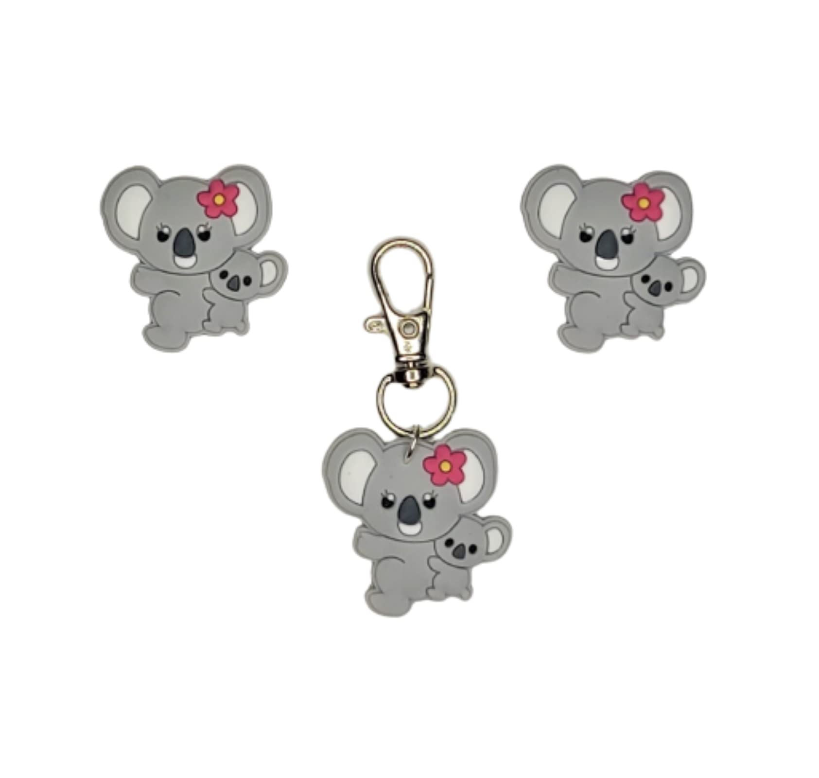 Koala Bear Shoe Charms for Crocs - Set of 3 Multicolor Zipper Charms | Cute Accessories for Kids & Adults | Perfect for School, Beach & Casual Outings