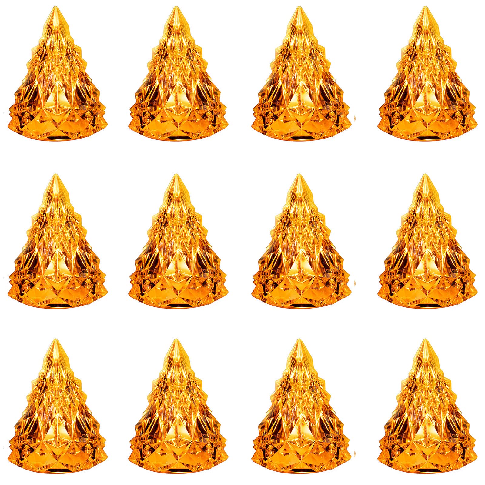 12-Piece Colorful LED Acrylic Night Light Set - Battery Operated Christmas Tree Decor for Bedroom, Party & Holiday Lighting (Warm White) | Perfect for Kids' Rooms, Christmas Decorations & Cozy Nighttime Ambience