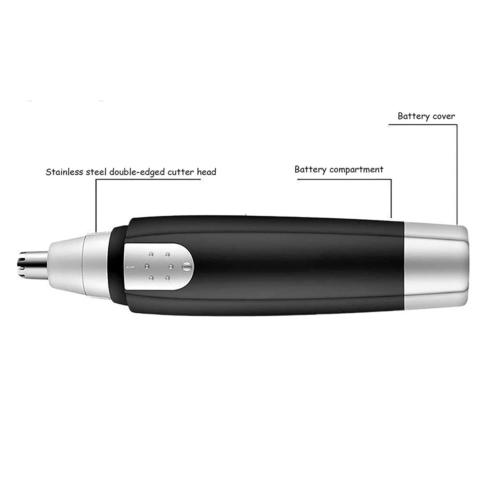 Premium Men's Ear & Nose Hair Trimmer - Stainless Steel Blades, Painless & Safe, Battery Powered, IPX7 Waterproof - Perfect for Travel, Gym & Daily Grooming Routine