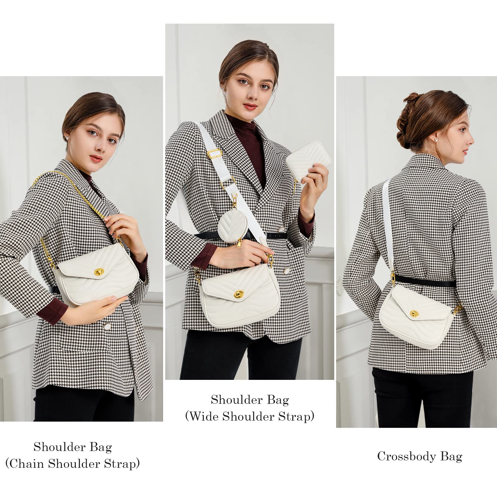 JEEHAN Quilted Crossbody Bags for Women - Stylish Designer Shoulder Handbag Small Purse - Perfect for Everyday Use, Travel & Shopping