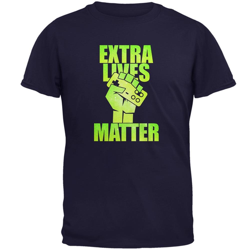 Video Games Extra Lives Matter Men's T-Shirt - Navy Small | Casual Gaming Apparel for Everyday Wear