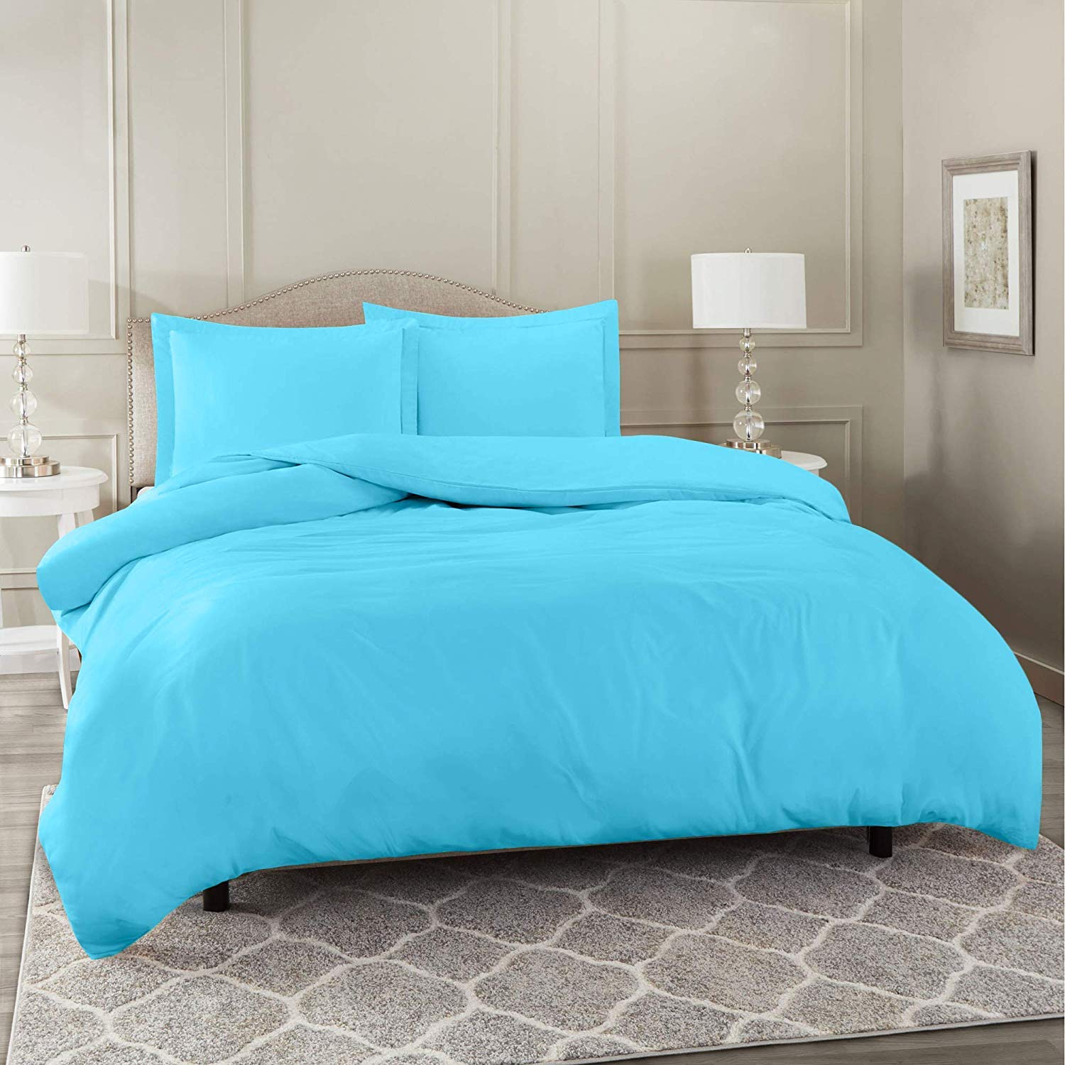 Premium 300 GSM Organic Cotton Duvet Cover & Comforter Set - 500 Thread Count, Aqua Blue, Twin Size (2-Piece) | Soft & Breathable Bedding for Cozy Nights & Luxurious Sleep