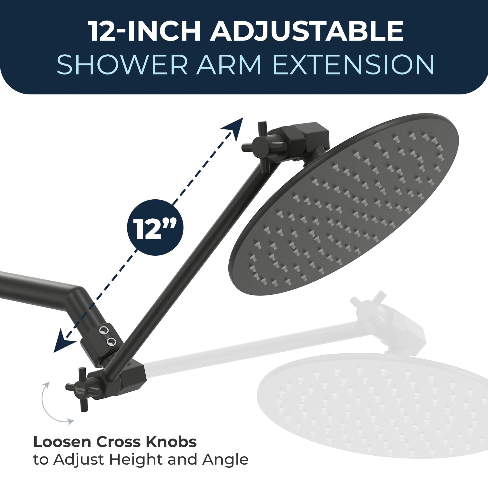 All Metal Adjustable Shower Arm Extension - Extendable Shower Pipe for Height Adjustment, Perfect for Bathroom Renovation & Comfortable Showering Experience