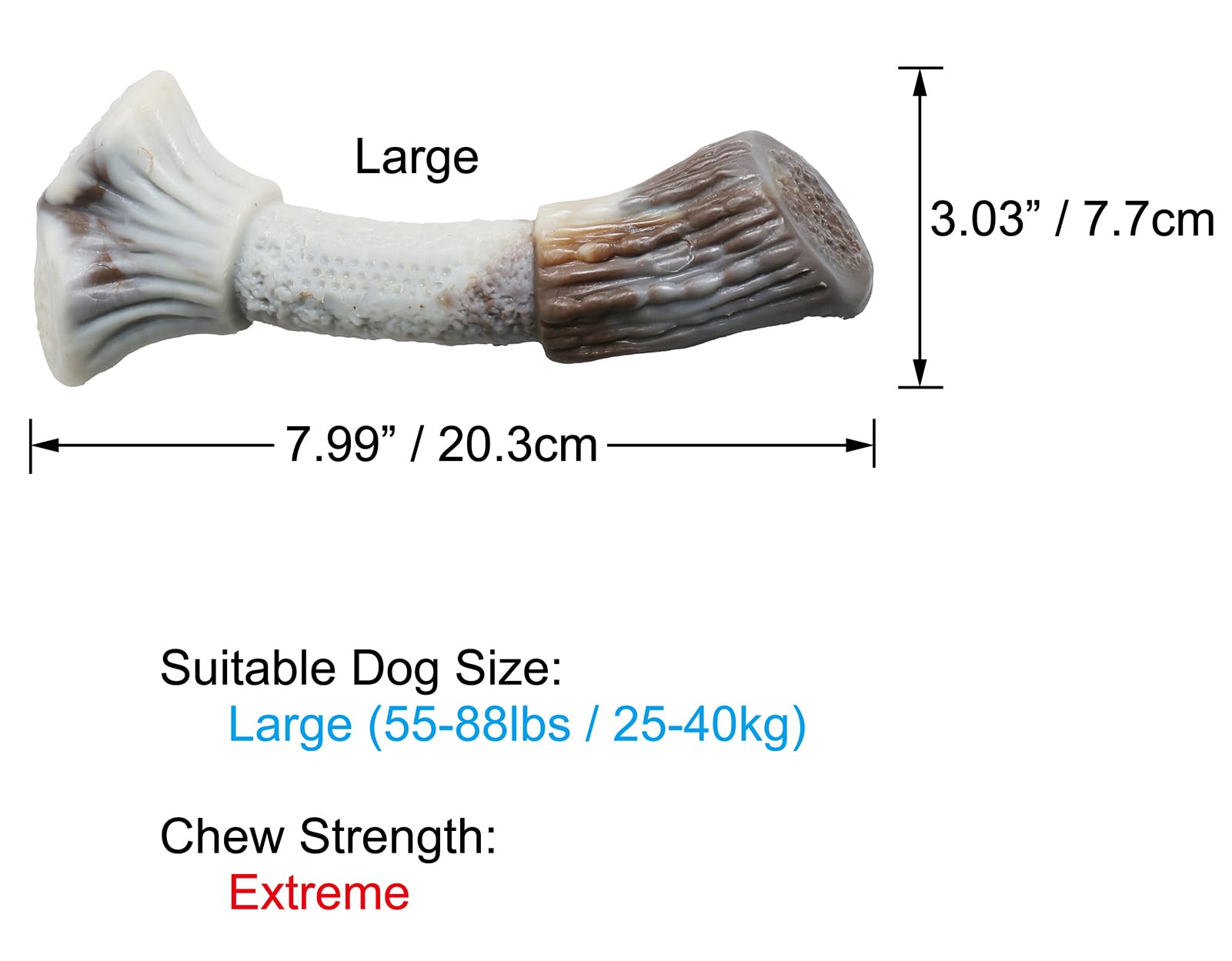 Durable Nylon Dog Chew Toys for Aggressive Chewers - Long-Lasting Puppy Teething Bone for Large Breed Dogs, Tough Antler-Shaped Chew Toy for Strong Jaws | Perfect for Training, Anxiety Relief & Dental Health
