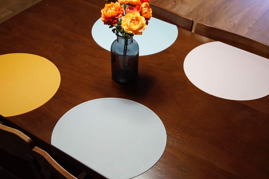 LONGFITE Non-Slip Silicone Placemats for Kids - Set of 4 Thick Durable Table Mats (Gray) - Perfect for Dining, School Lunch, and Family Meals