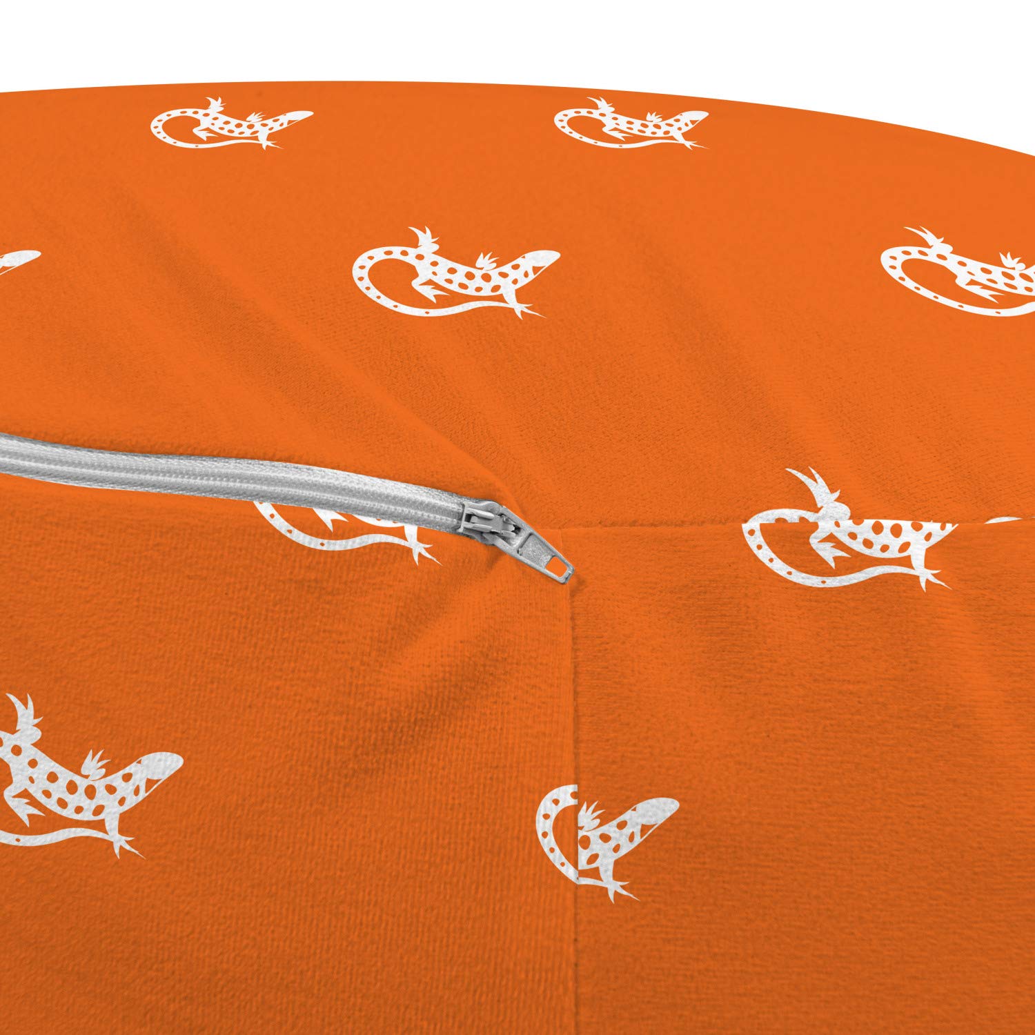 Ambesonne Gecko Pouf Cover with Zipper - Exotic Lizard Pattern Decorative Pillow Case 30x17 Inches - Soft Fabric Unstuffed Ottoman Slipcover in White & Orange - Perfect for Boho Living Room, Bedroom or Nursery Decor